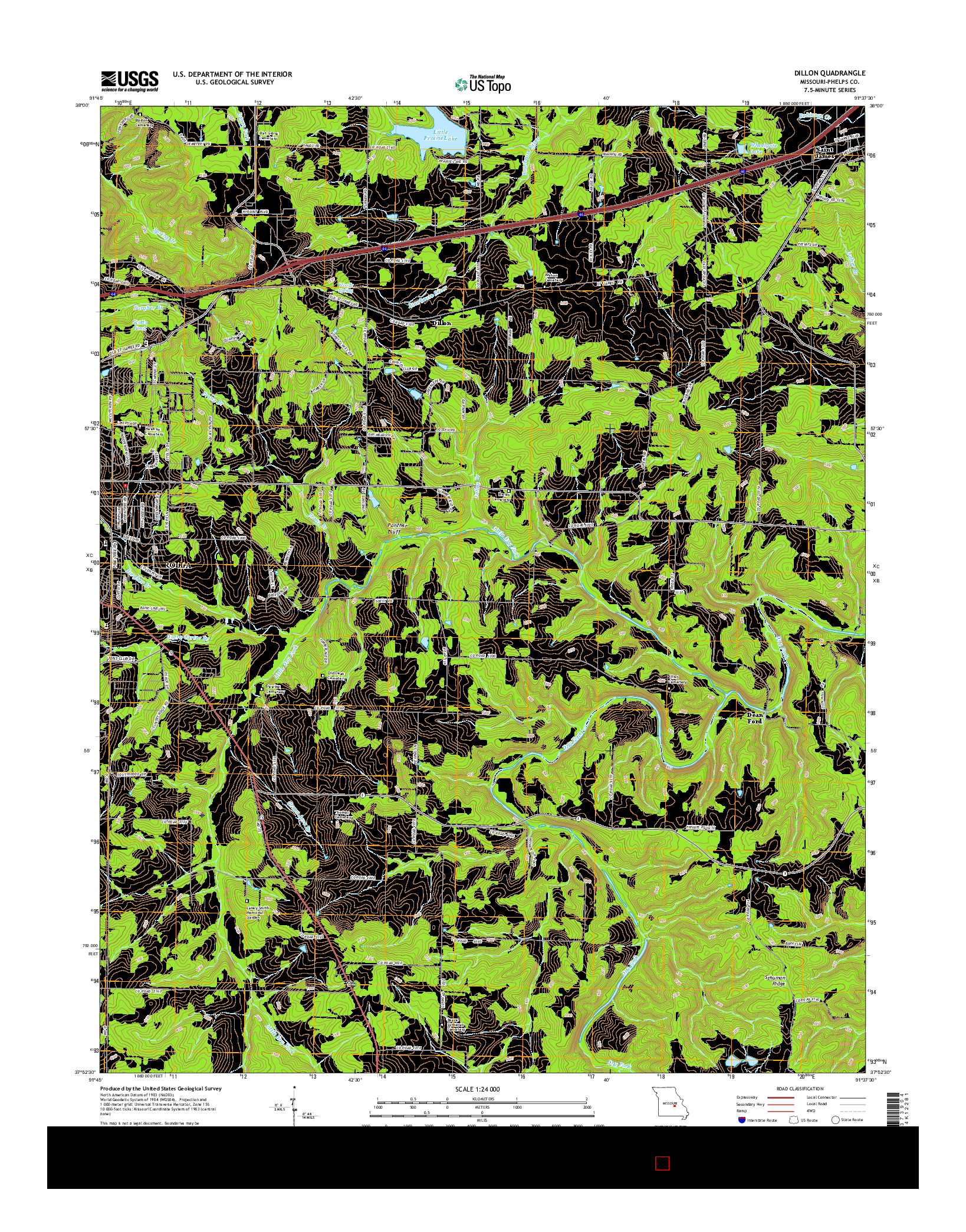 USGS US TOPO 7.5-MINUTE MAP FOR DILLON, MO 2015