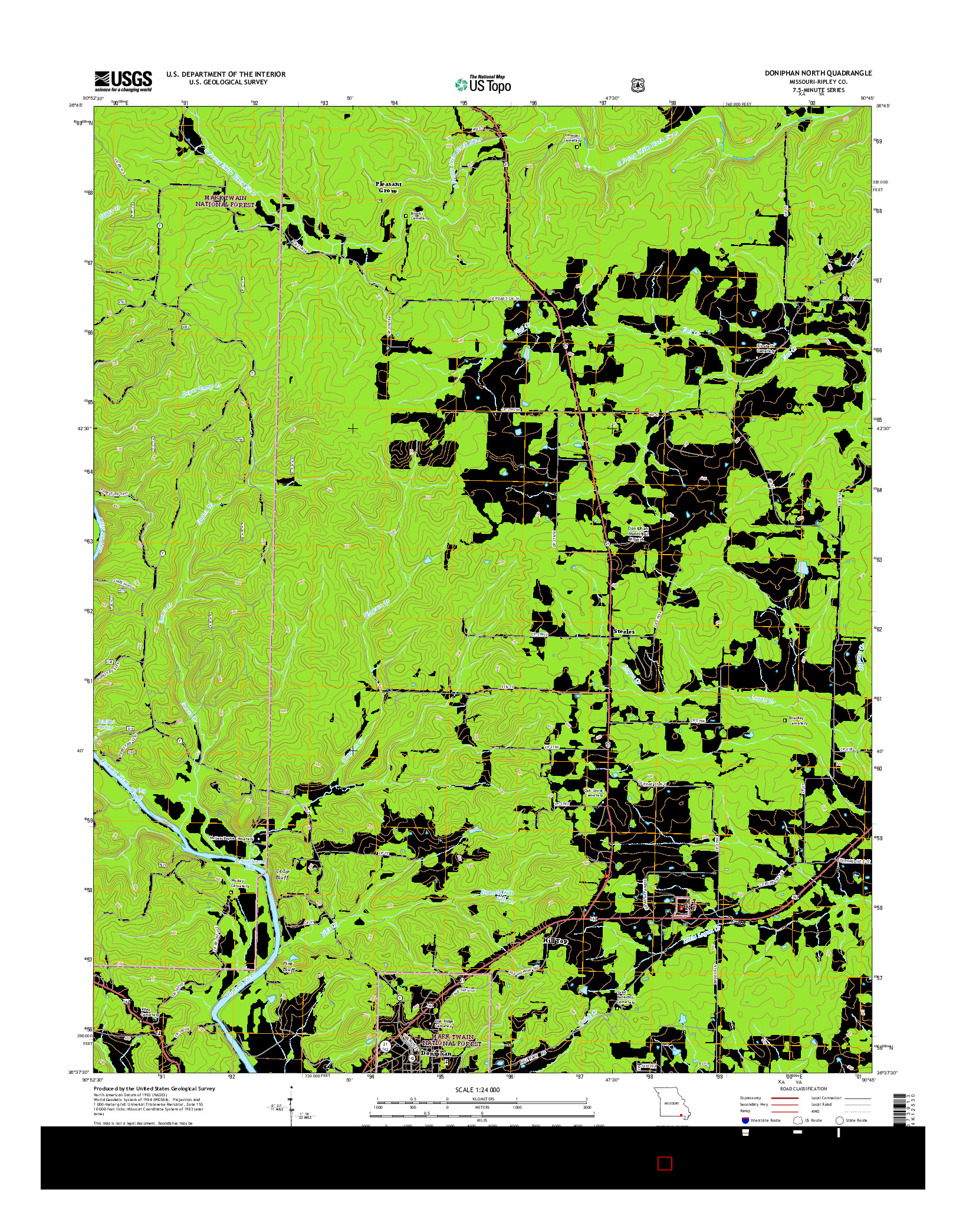 USGS US TOPO 7.5-MINUTE MAP FOR DONIPHAN NORTH, MO 2015