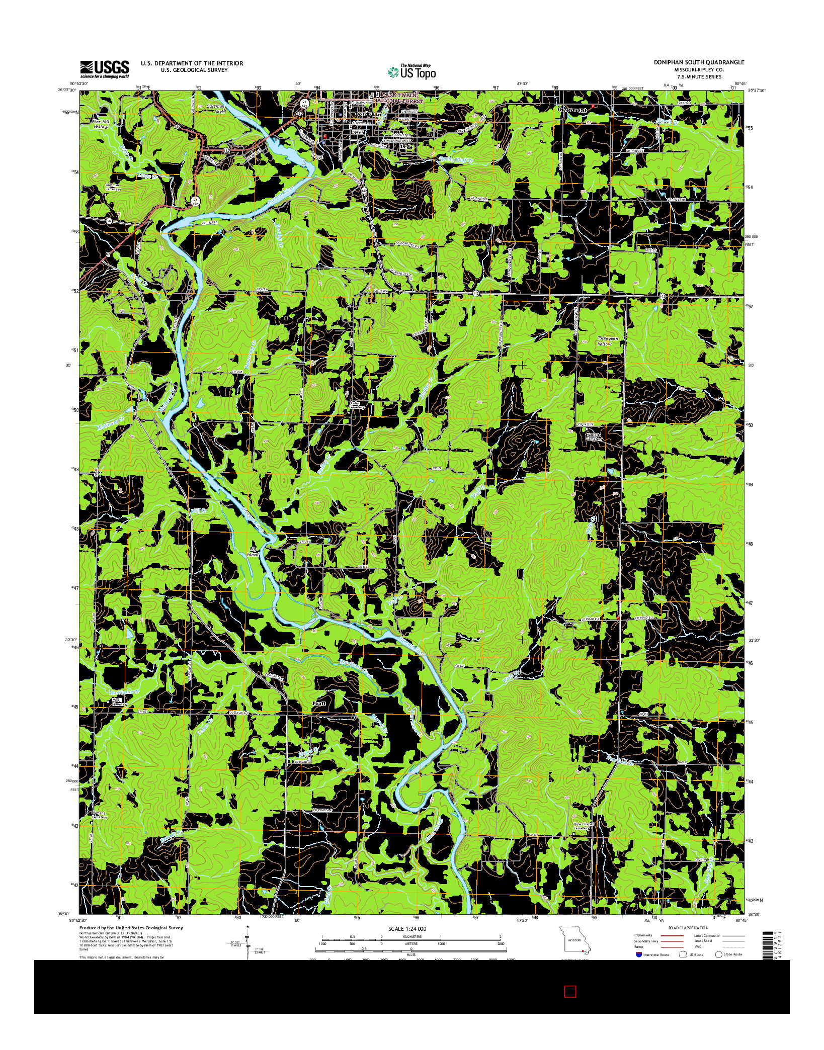 USGS US TOPO 7.5-MINUTE MAP FOR DONIPHAN SOUTH, MO 2015