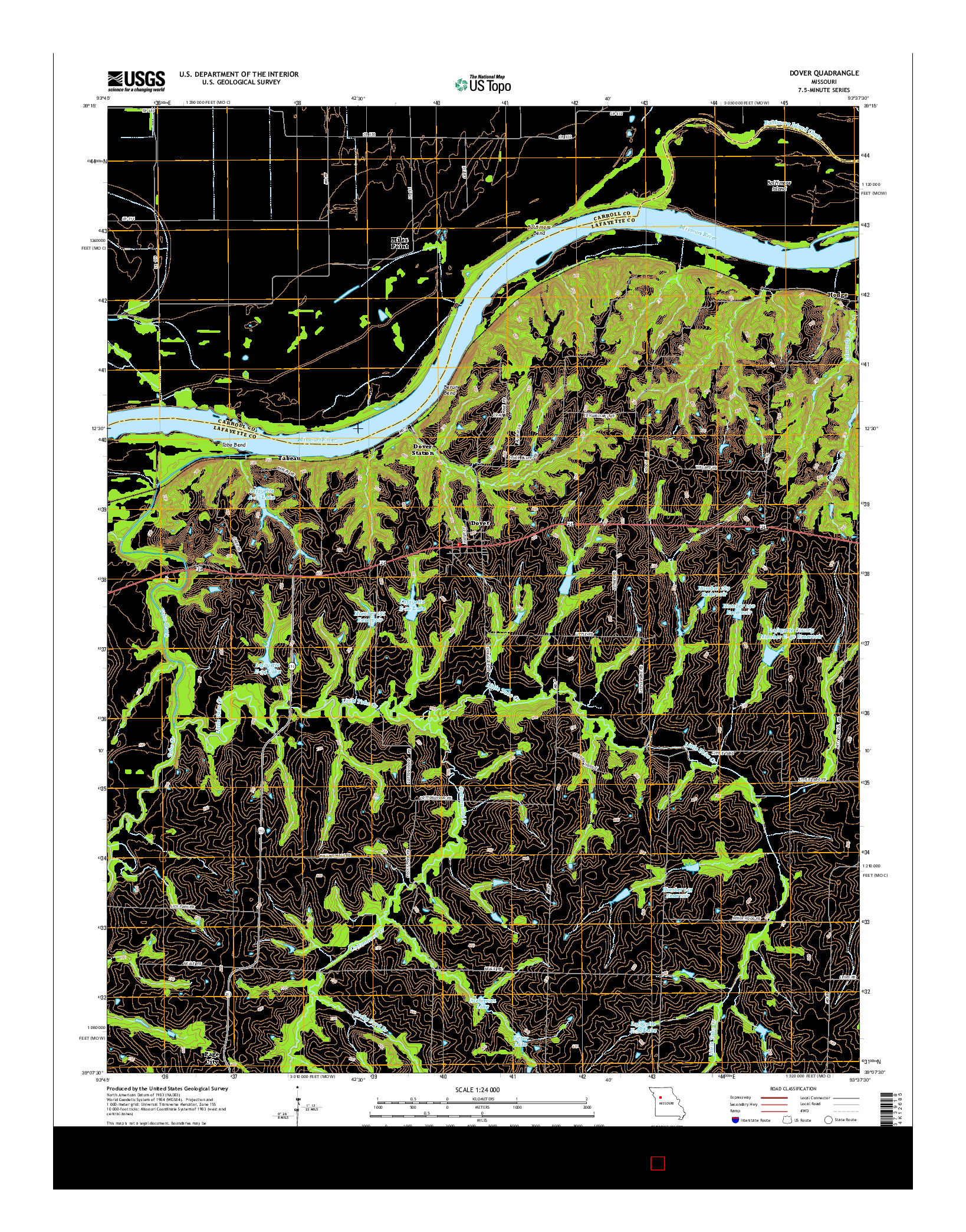 USGS US TOPO 7.5-MINUTE MAP FOR DOVER, MO 2015