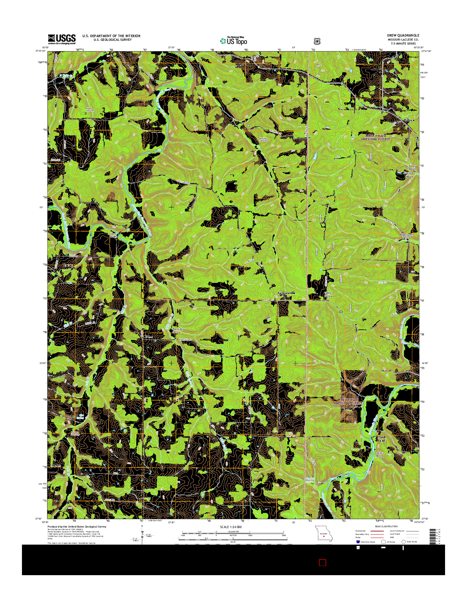 USGS US TOPO 7.5-MINUTE MAP FOR DREW, MO 2015