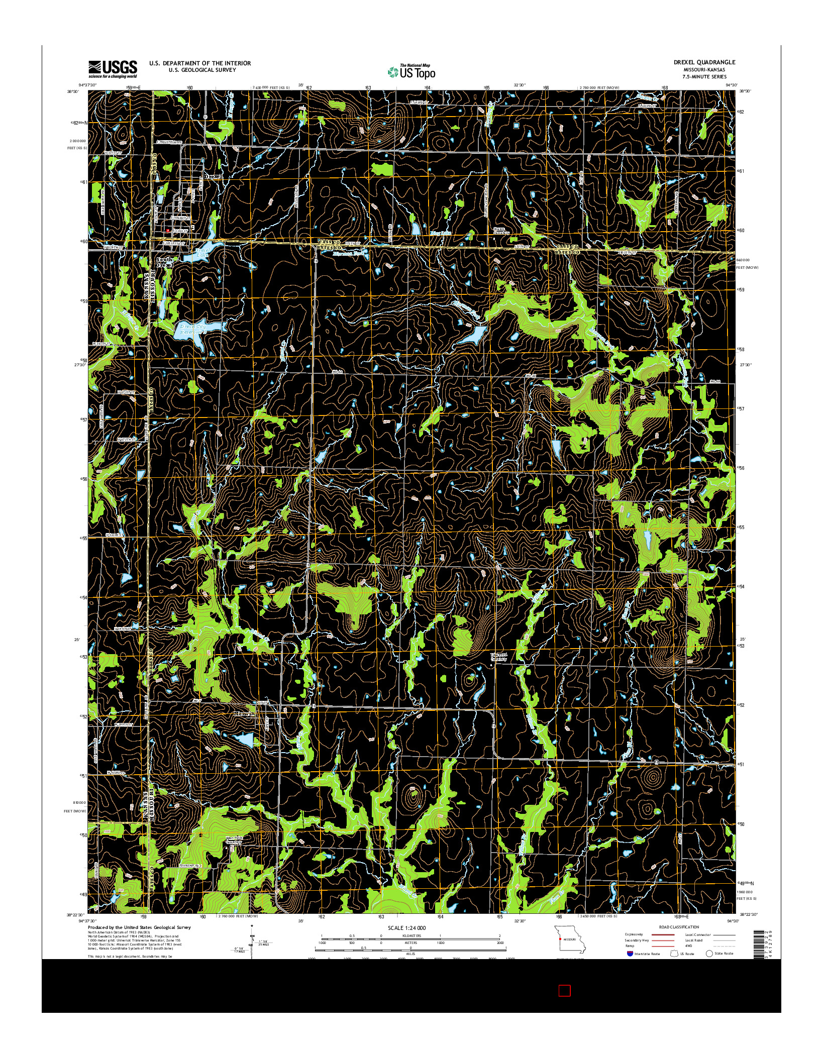 USGS US TOPO 7.5-MINUTE MAP FOR DREXEL, MO-KS 2015