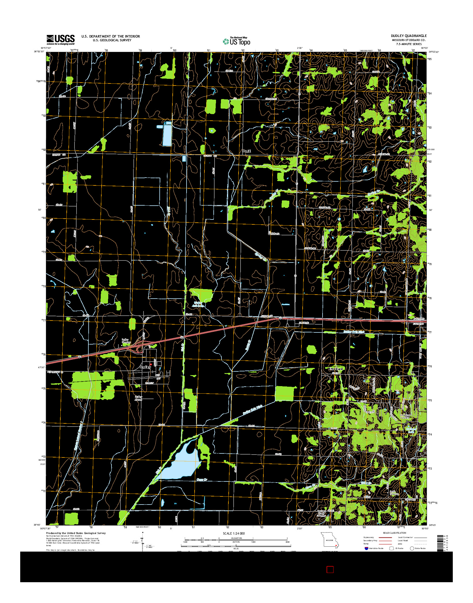 USGS US TOPO 7.5-MINUTE MAP FOR DUDLEY, MO 2015