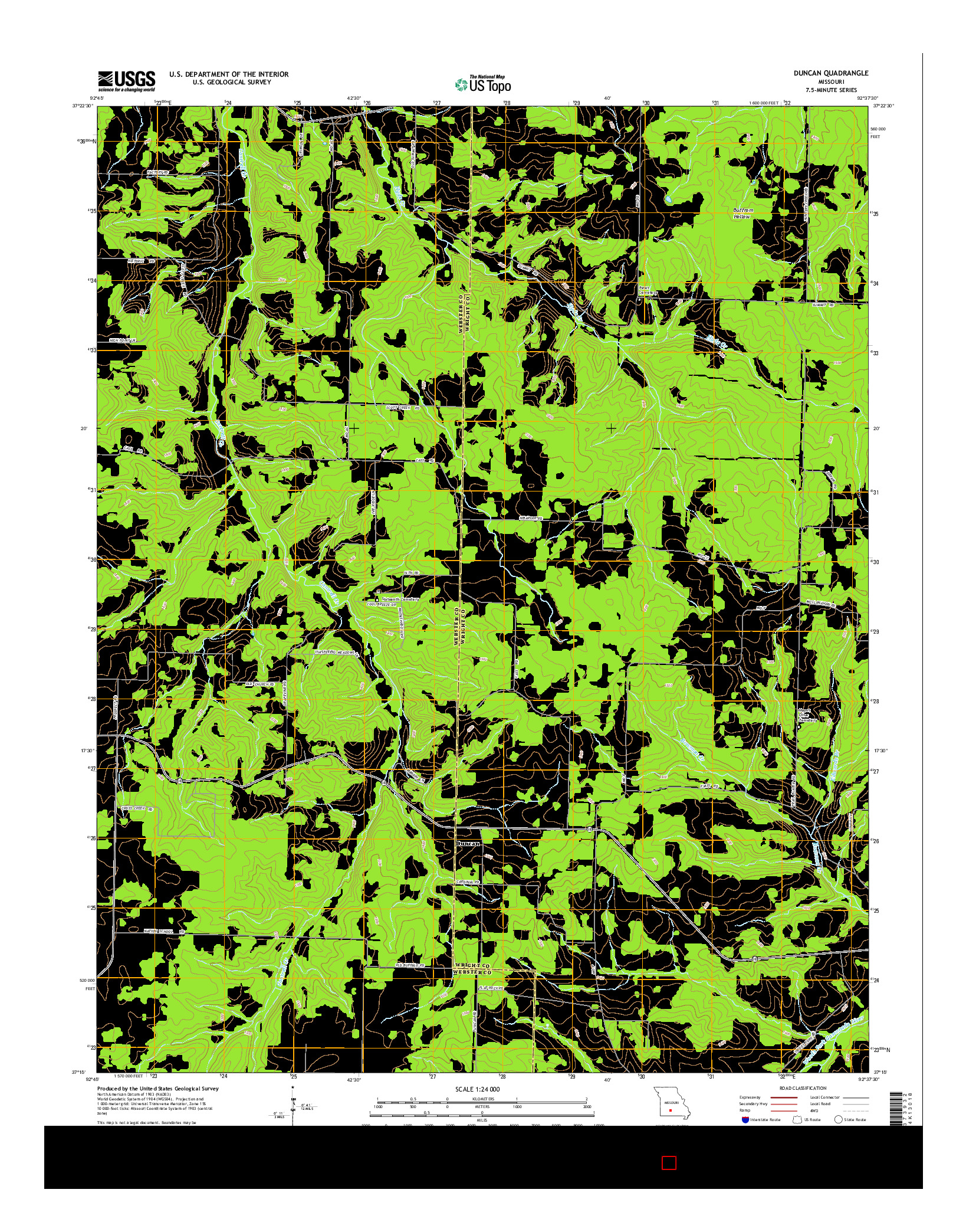 USGS US TOPO 7.5-MINUTE MAP FOR DUNCAN, MO 2015