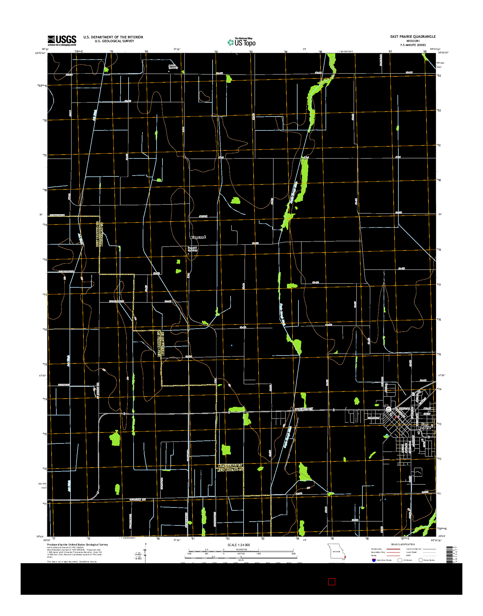 USGS US TOPO 7.5-MINUTE MAP FOR EAST PRAIRIE, MO 2015