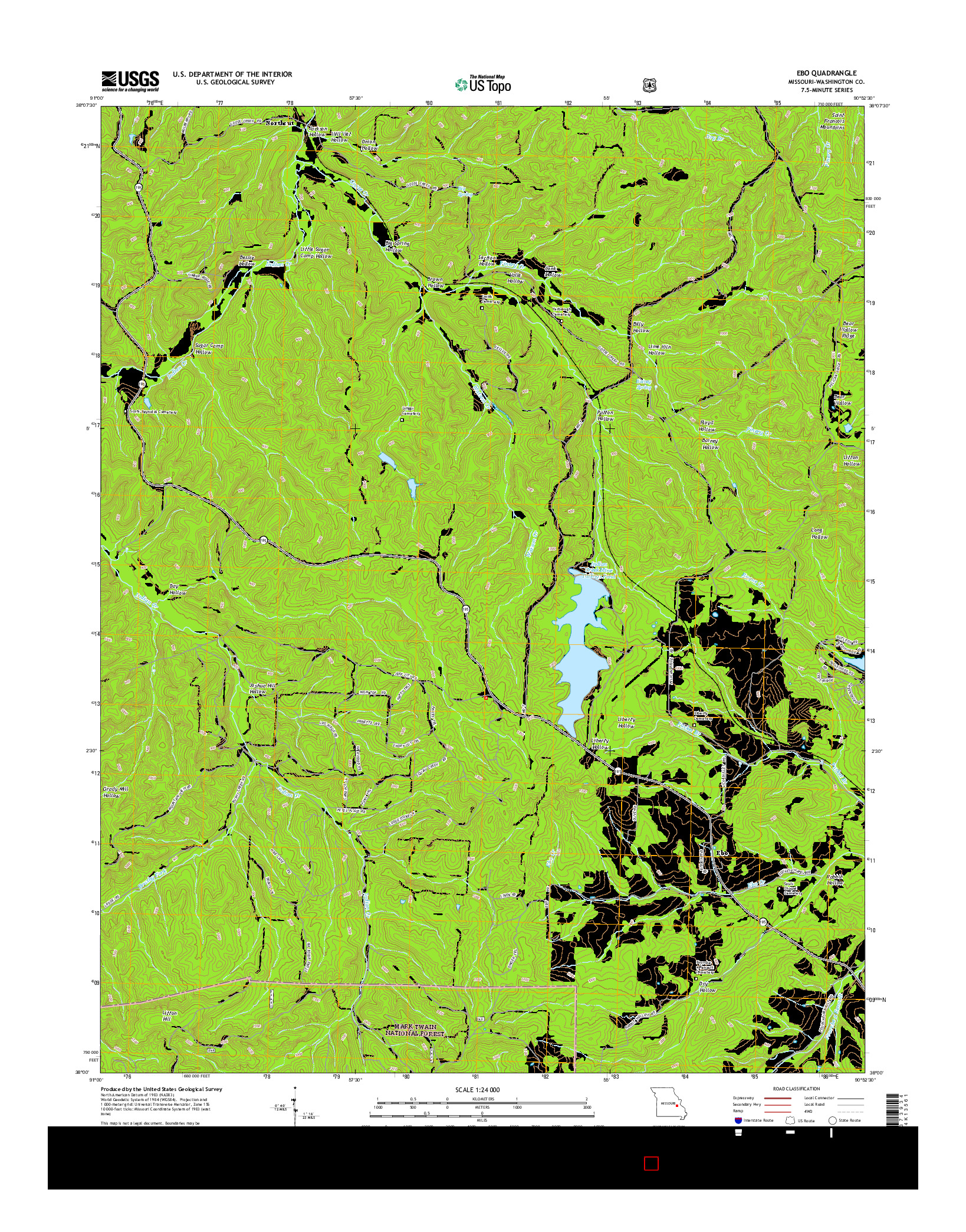 USGS US TOPO 7.5-MINUTE MAP FOR EBO, MO 2015