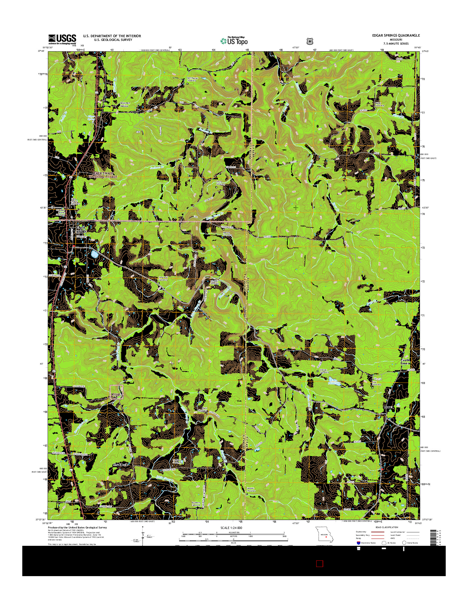 USGS US TOPO 7.5-MINUTE MAP FOR EDGAR SPRINGS, MO 2015