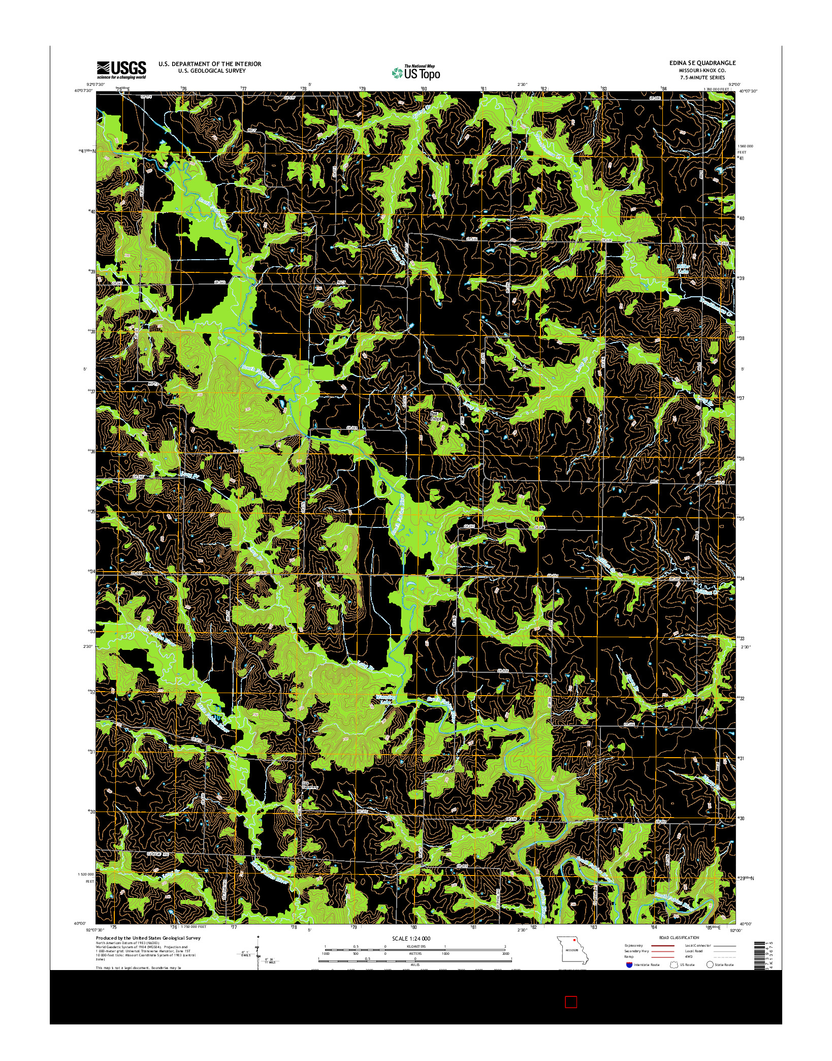 USGS US TOPO 7.5-MINUTE MAP FOR EDINA SE, MO 2015