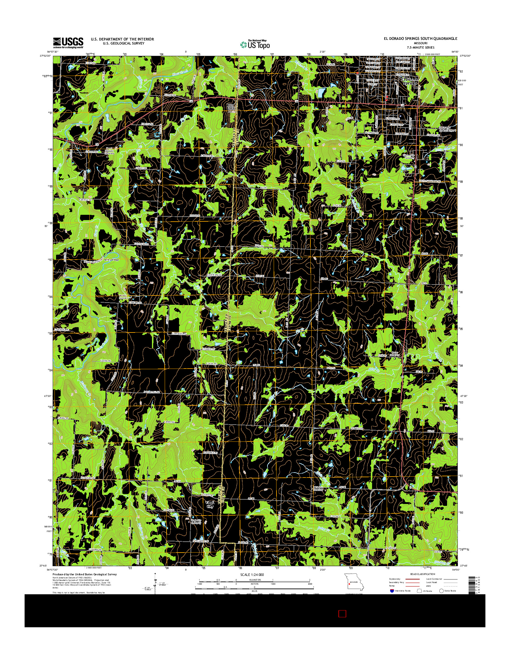 USGS US TOPO 7.5-MINUTE MAP FOR EL DORADO SPRINGS SOUTH, MO 2015