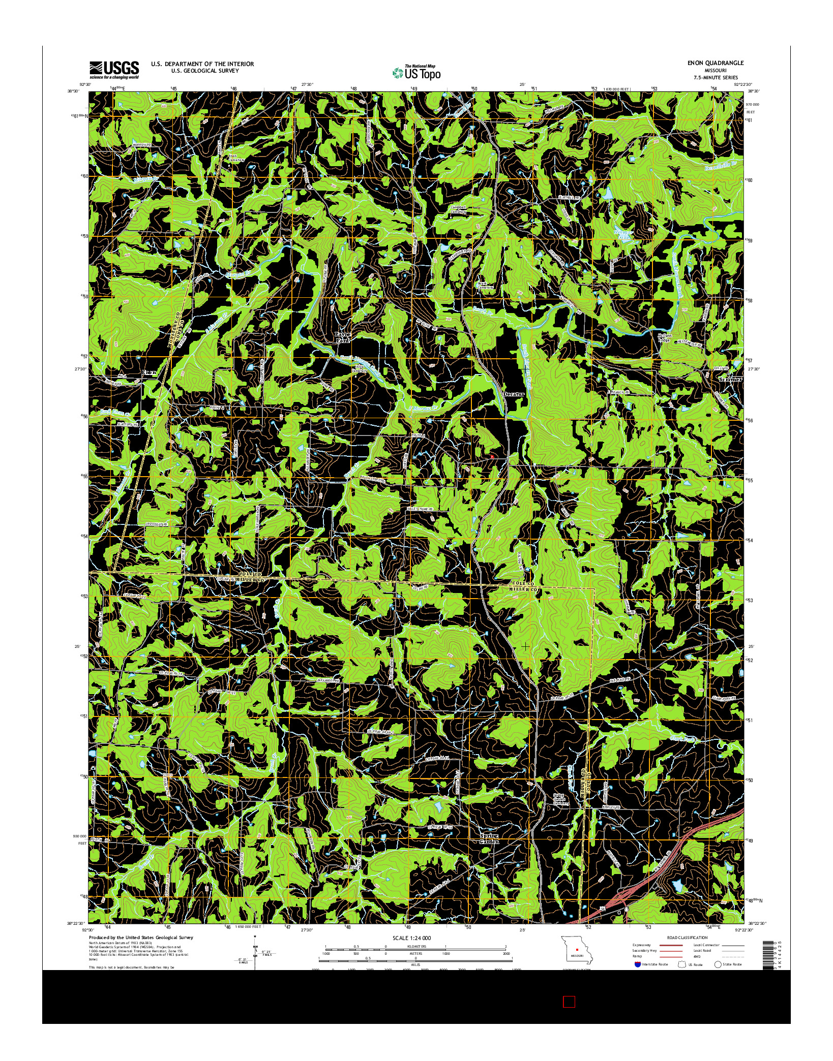 USGS US TOPO 7.5-MINUTE MAP FOR ENON, MO 2015