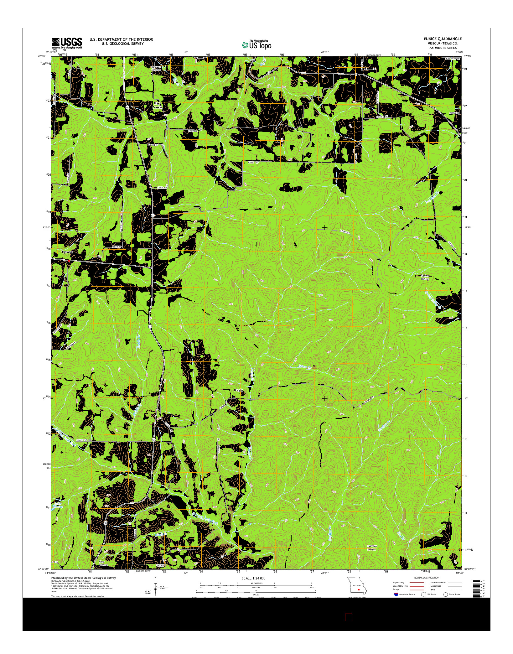USGS US TOPO 7.5-MINUTE MAP FOR EUNICE, MO 2015