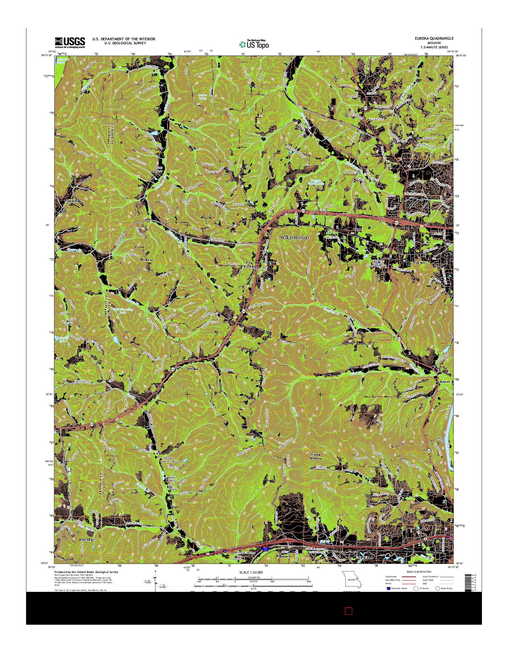 USGS US TOPO 7.5-MINUTE MAP FOR EUREKA, MO 2015