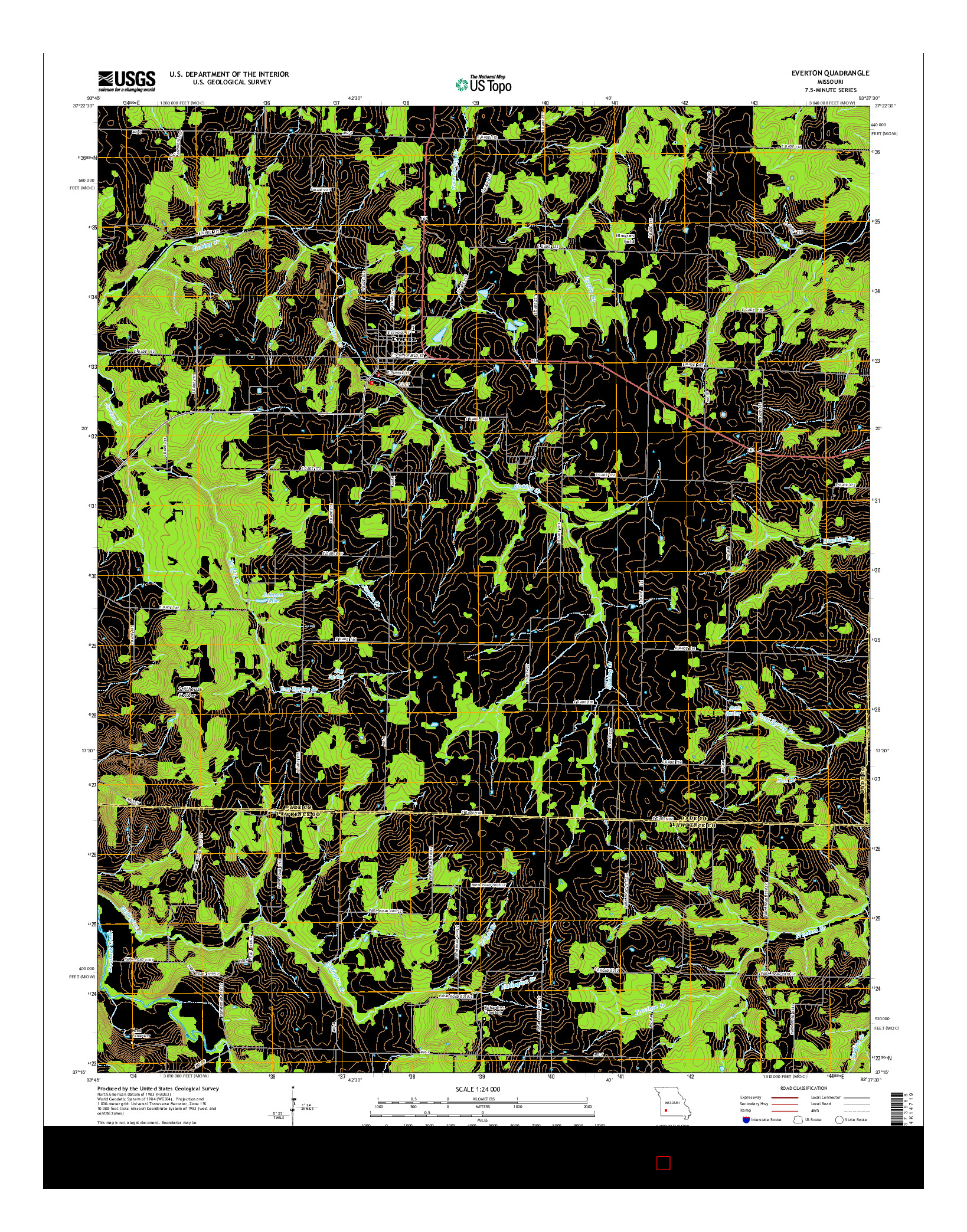 USGS US TOPO 7.5-MINUTE MAP FOR EVERTON, MO 2015