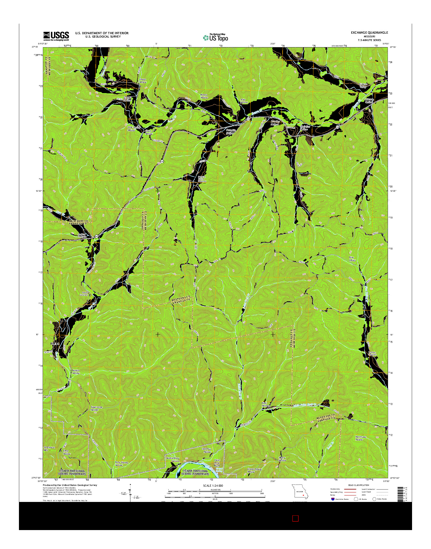 USGS US TOPO 7.5-MINUTE MAP FOR EXCHANGE, MO 2015