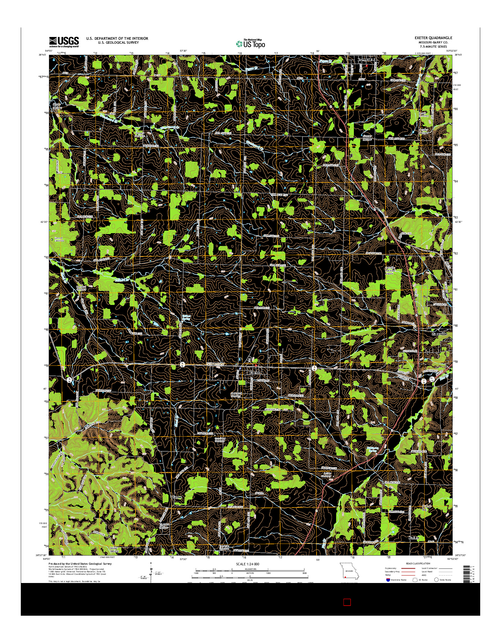 USGS US TOPO 7.5-MINUTE MAP FOR EXETER, MO 2015