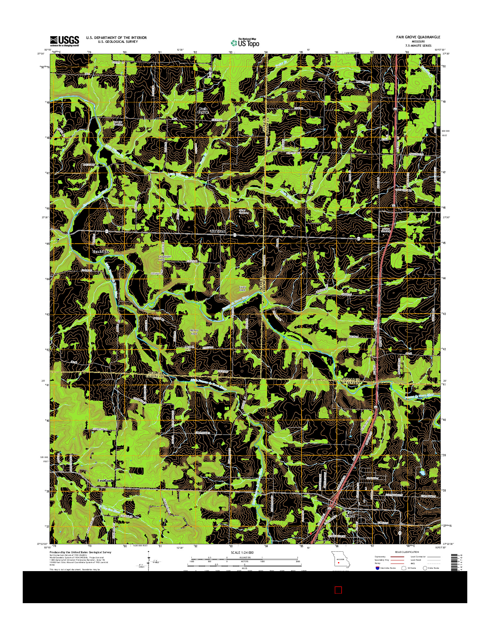 USGS US TOPO 7.5-MINUTE MAP FOR FAIR GROVE, MO 2015