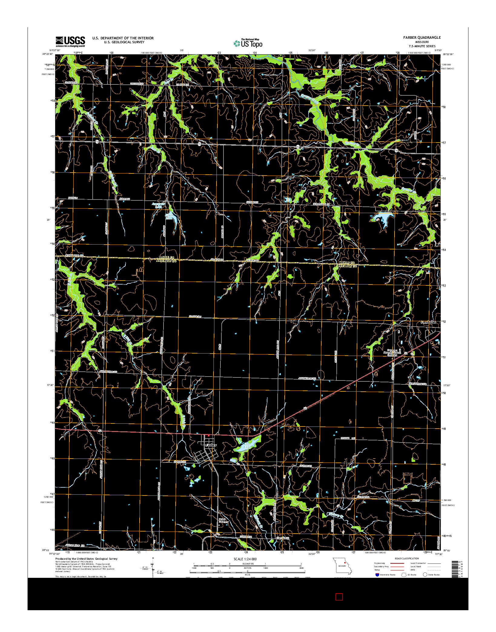 USGS US TOPO 7.5-MINUTE MAP FOR FARBER, MO 2015