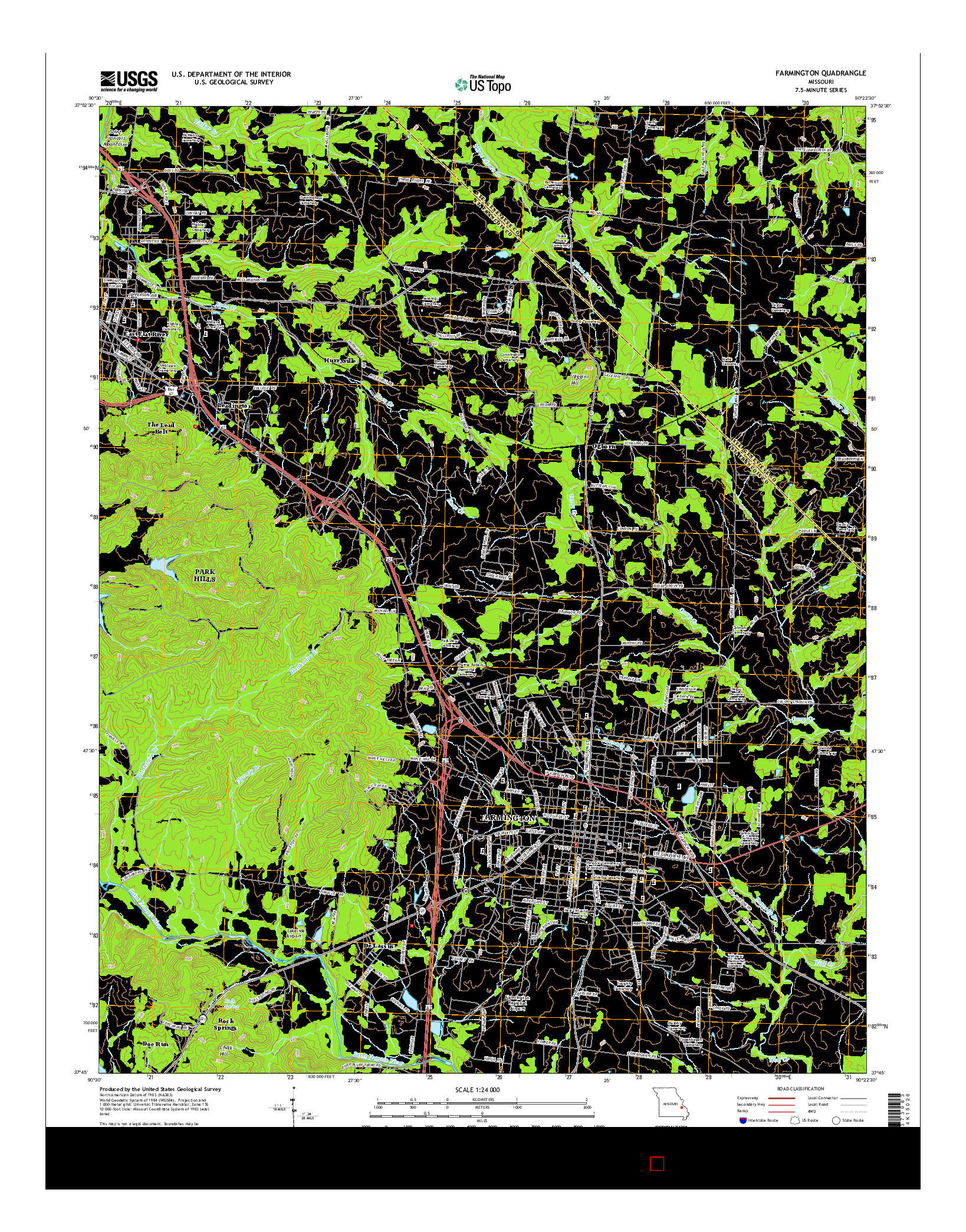 USGS US TOPO 7.5-MINUTE MAP FOR FARMINGTON, MO 2015