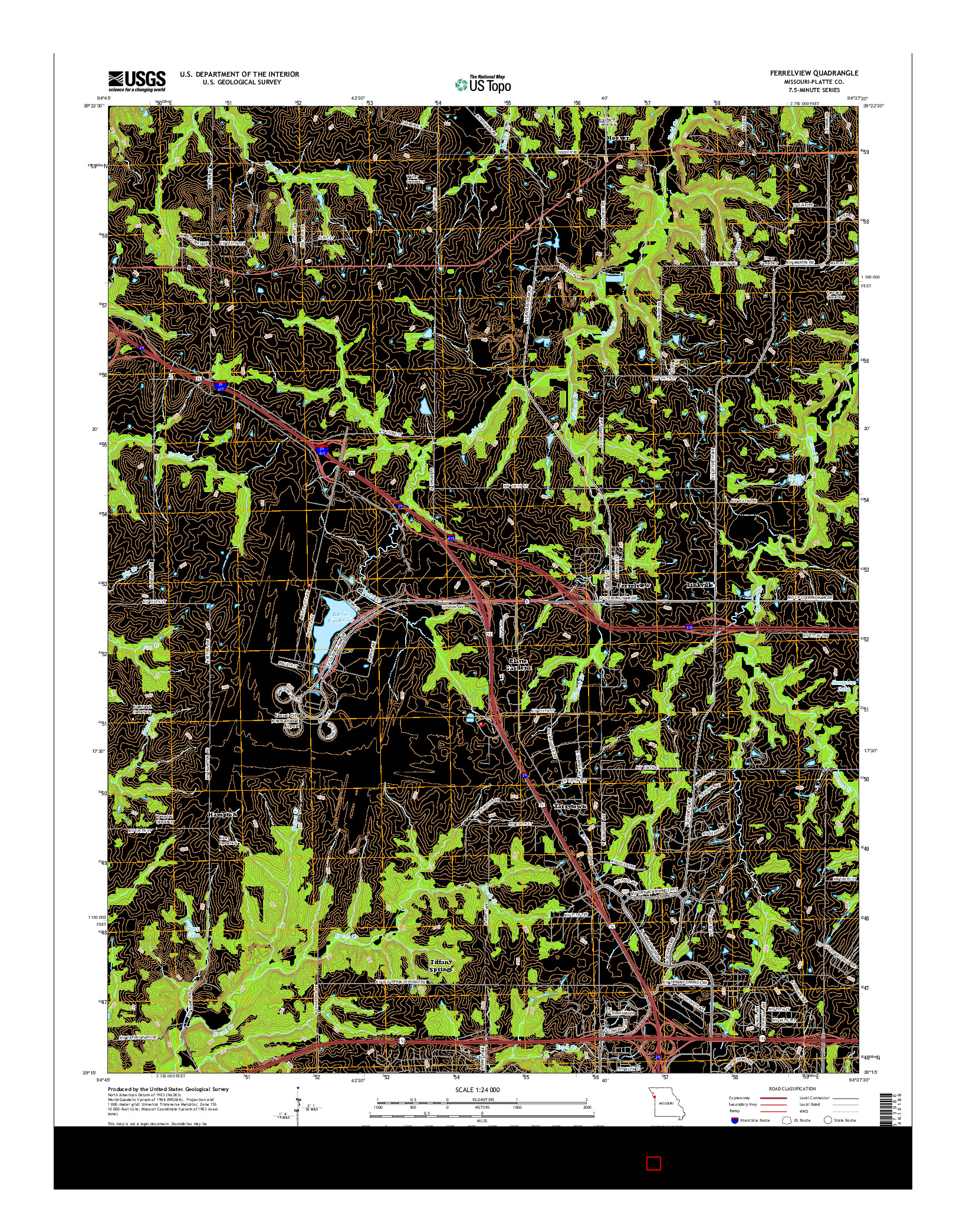 USGS US TOPO 7.5-MINUTE MAP FOR FERRELVIEW, MO 2015