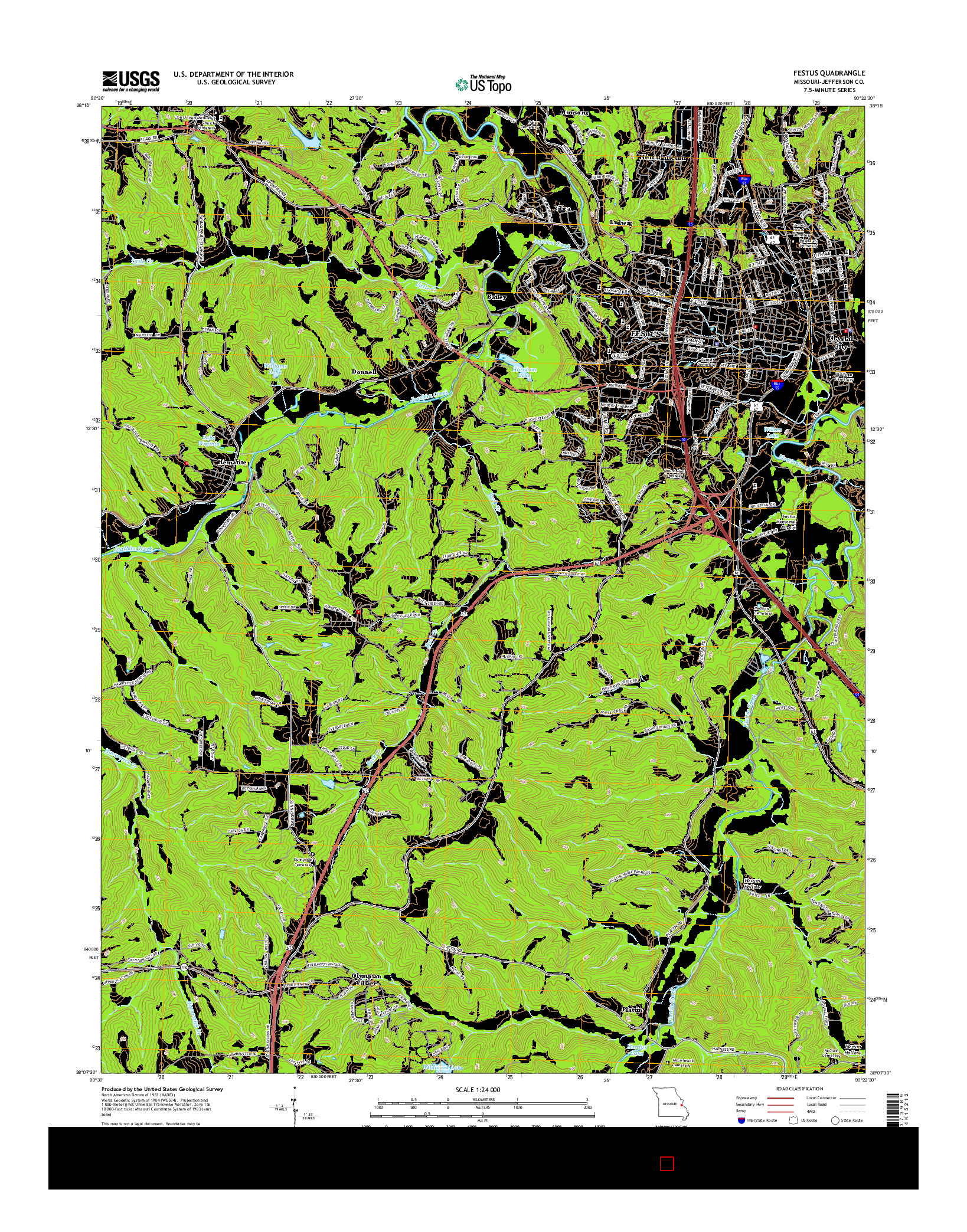 USGS US TOPO 7.5-MINUTE MAP FOR FESTUS, MO 2015