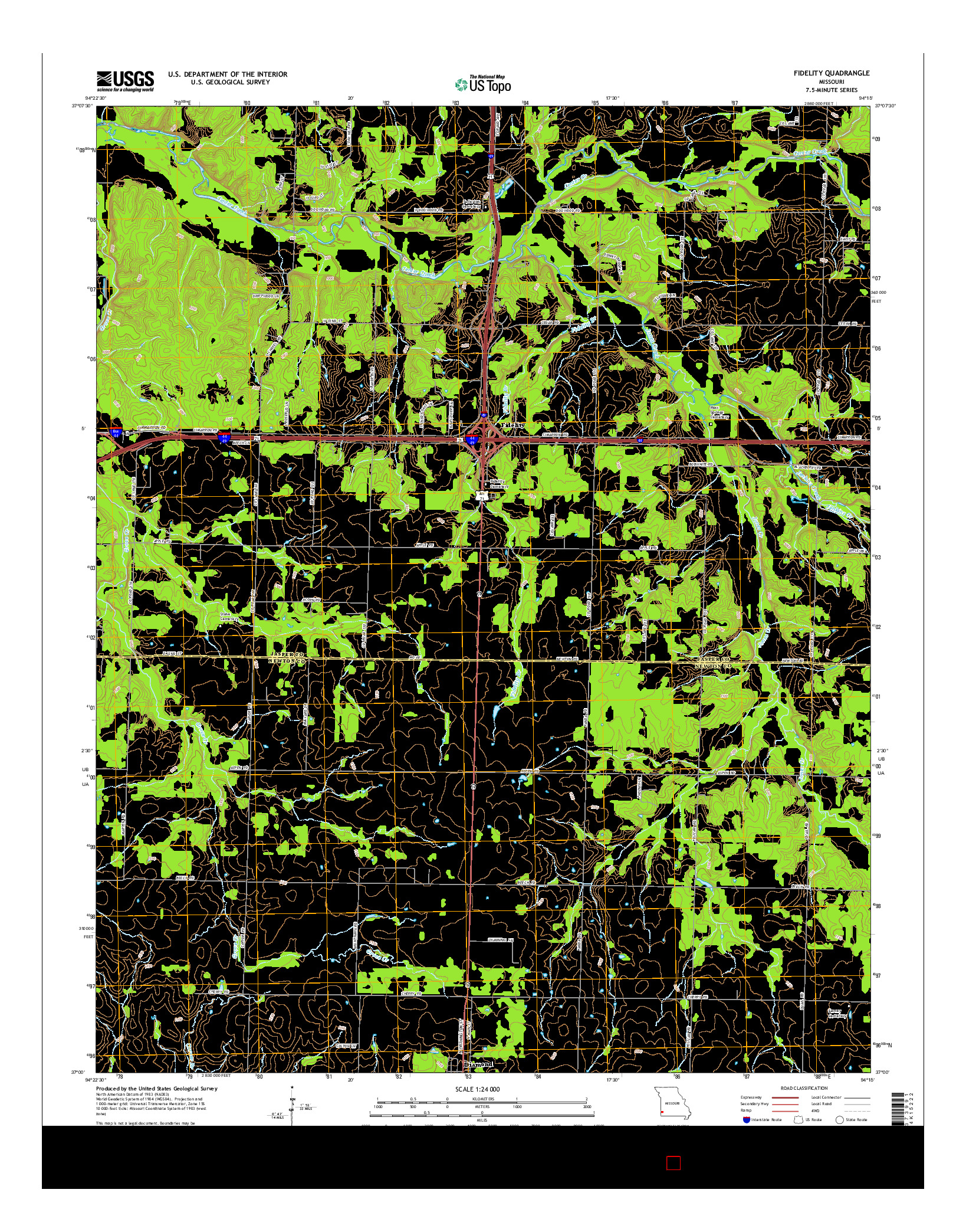 USGS US TOPO 7.5-MINUTE MAP FOR FIDELITY, MO 2015