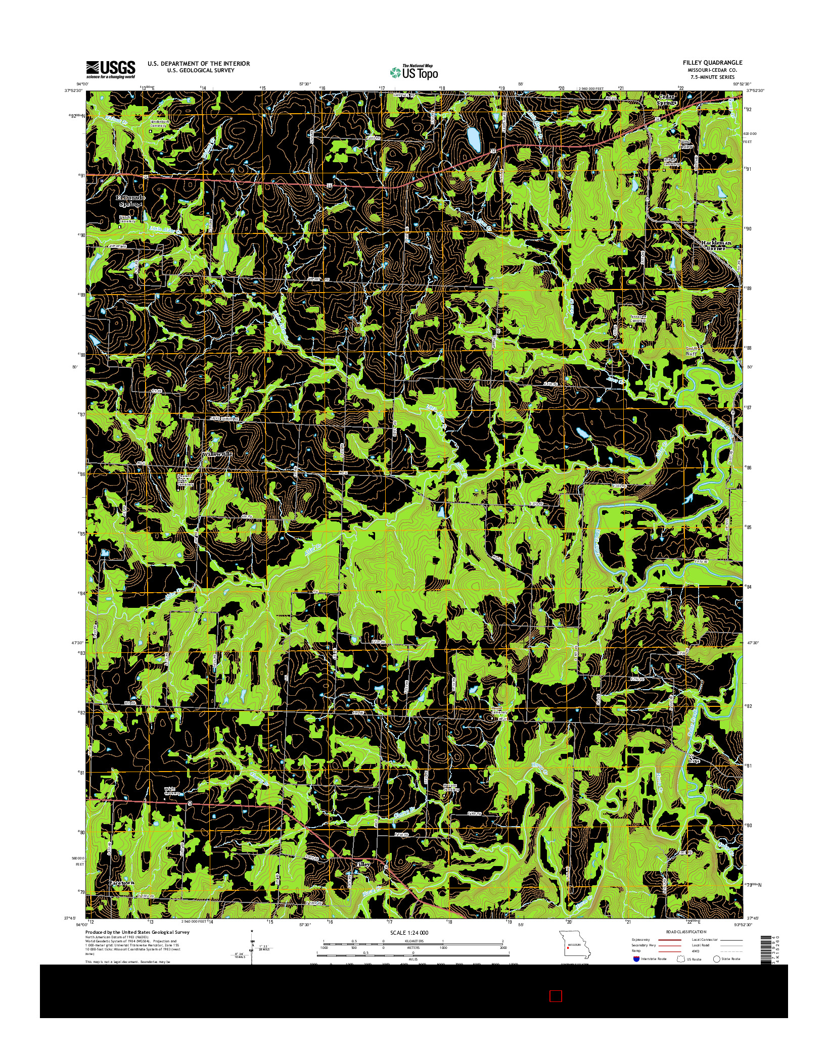 USGS US TOPO 7.5-MINUTE MAP FOR FILLEY, MO 2015