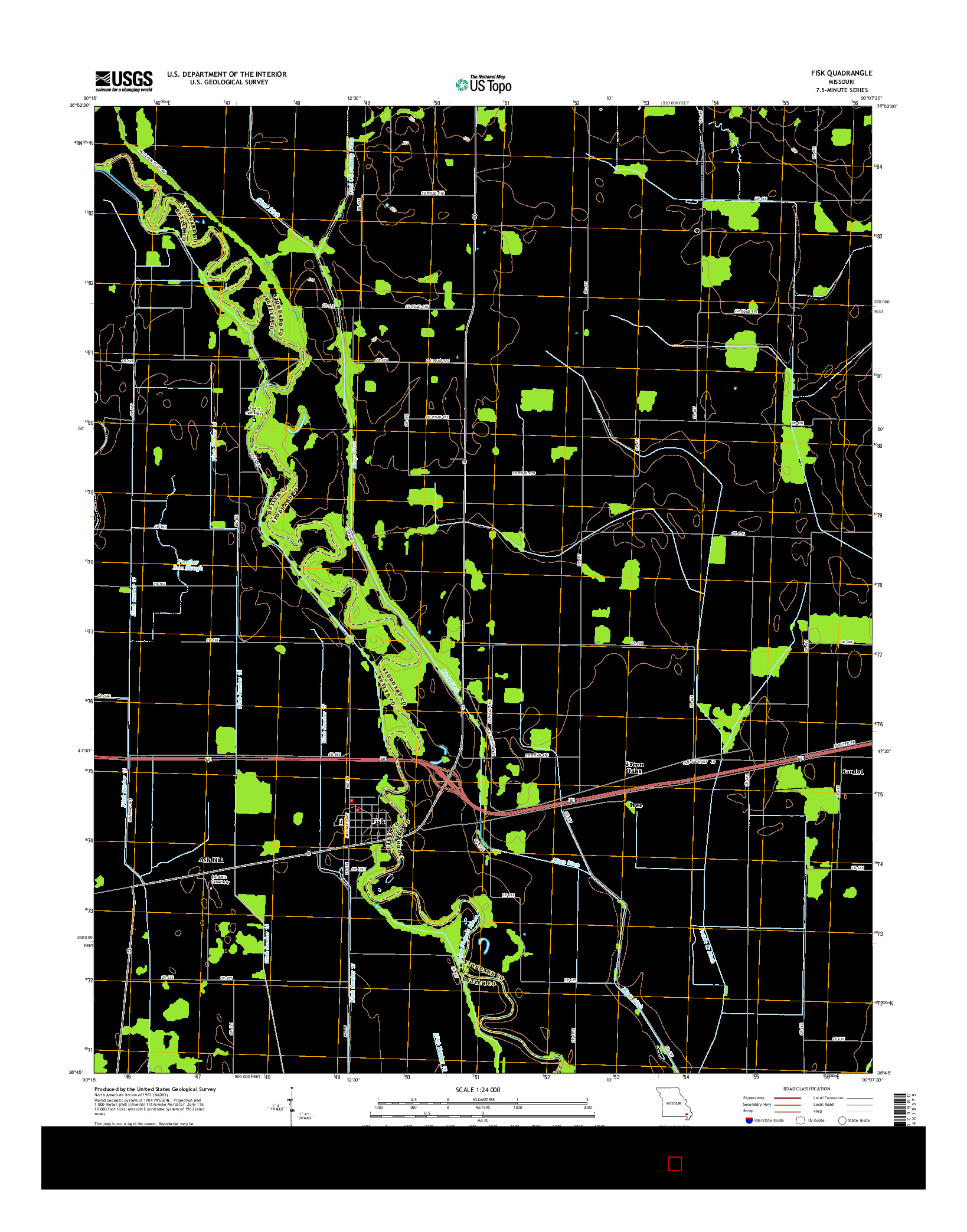 USGS US TOPO 7.5-MINUTE MAP FOR FISK, MO 2015