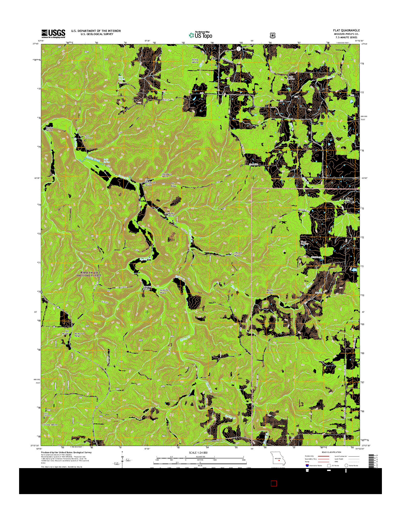 USGS US TOPO 7.5-MINUTE MAP FOR FLAT, MO 2015