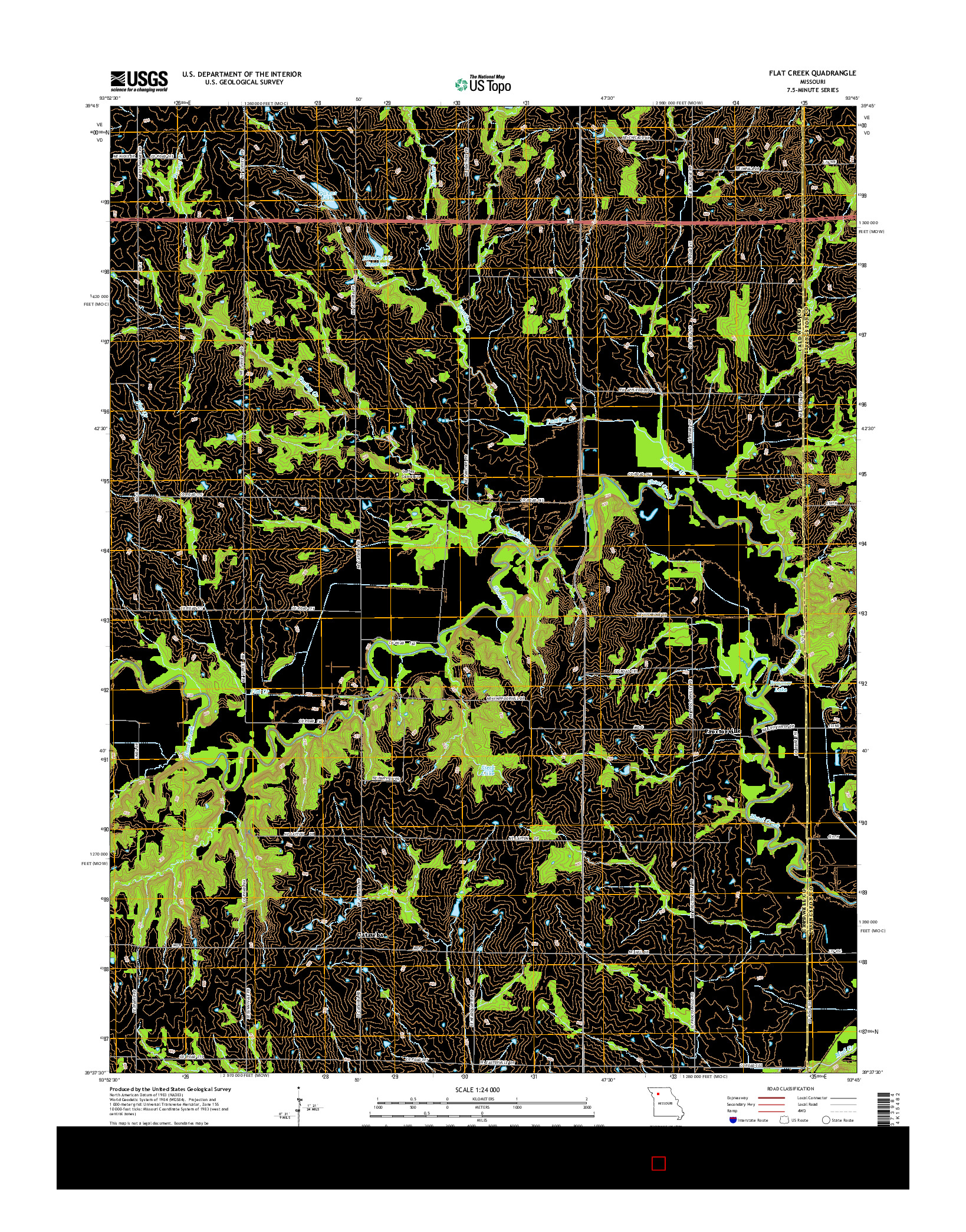 USGS US TOPO 7.5-MINUTE MAP FOR FLAT CREEK, MO 2015