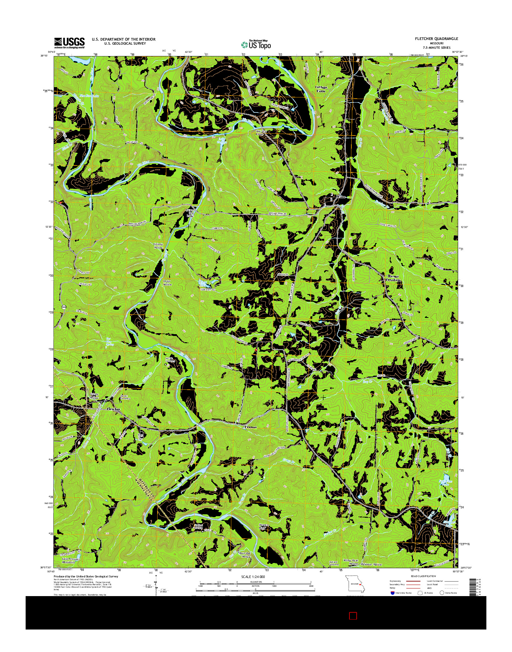 USGS US TOPO 7.5-MINUTE MAP FOR FLETCHER, MO 2015