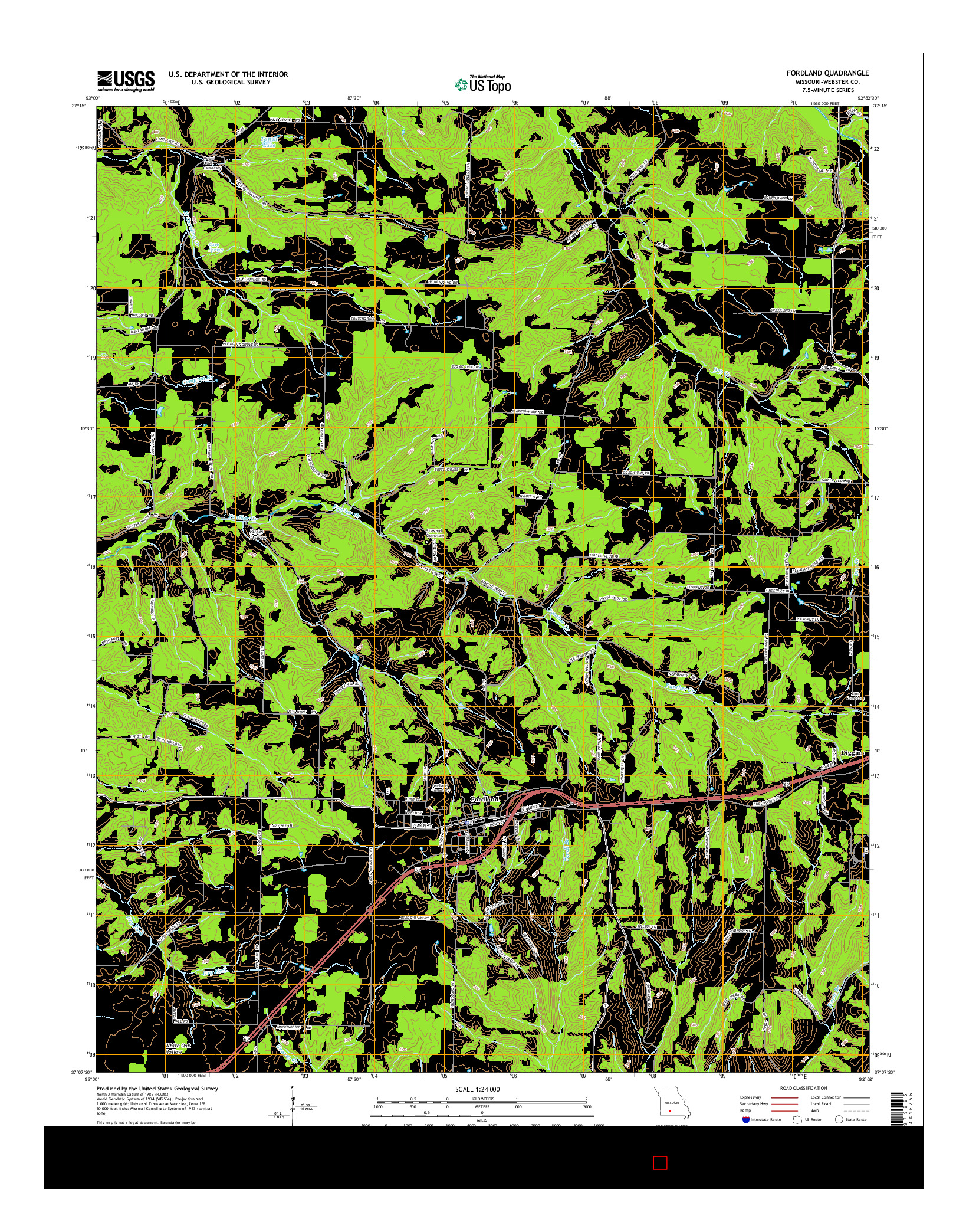 USGS US TOPO 7.5-MINUTE MAP FOR FORDLAND, MO 2015