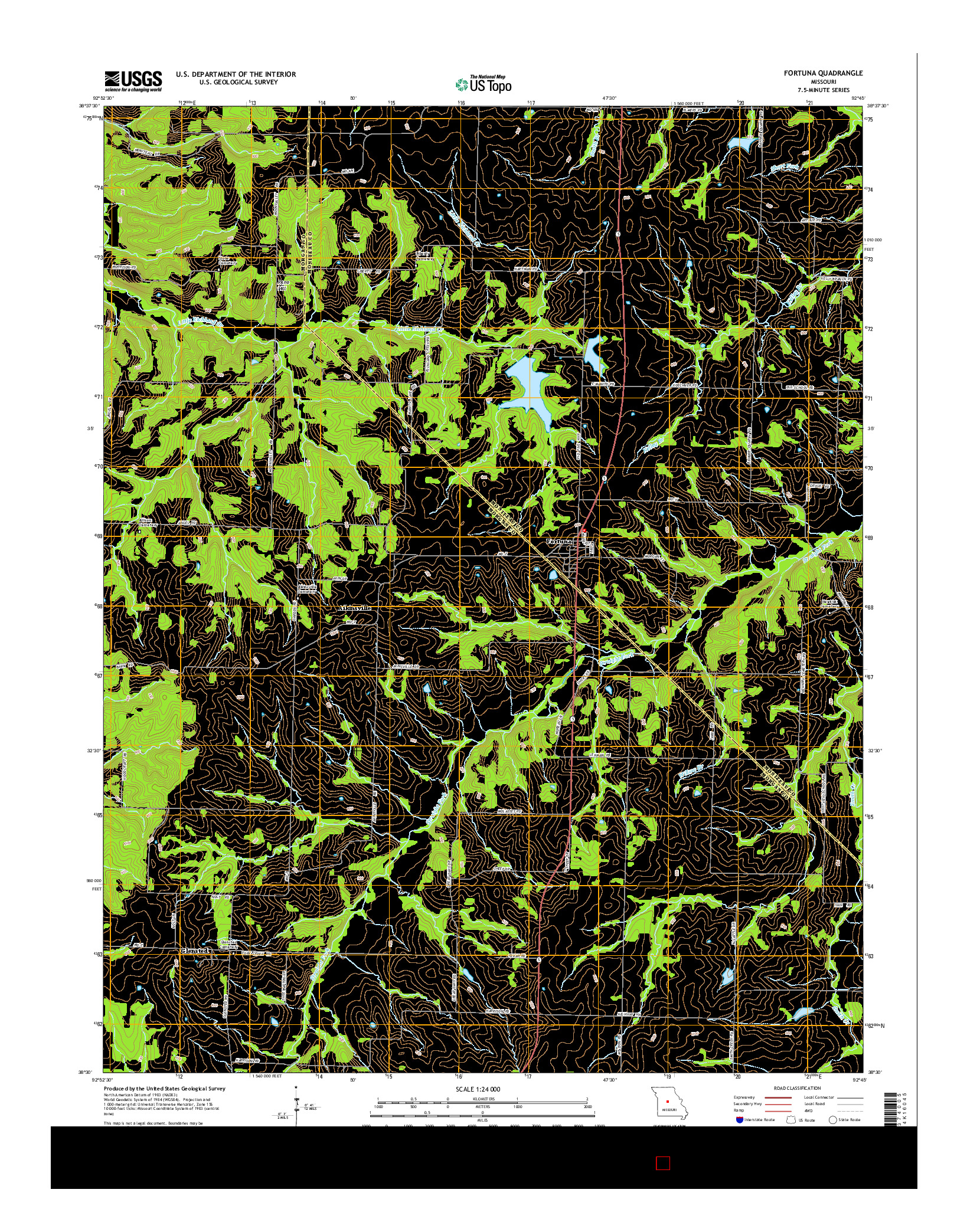 USGS US TOPO 7.5-MINUTE MAP FOR FORTUNA, MO 2015