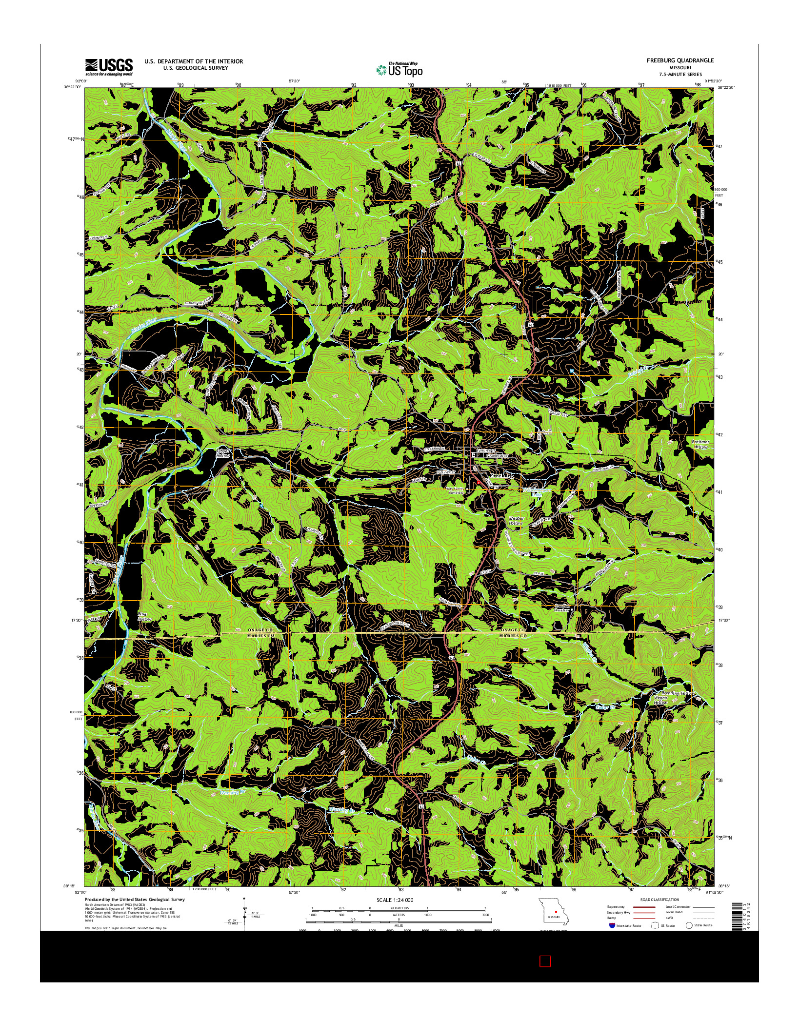 USGS US TOPO 7.5-MINUTE MAP FOR FREEBURG, MO 2015
