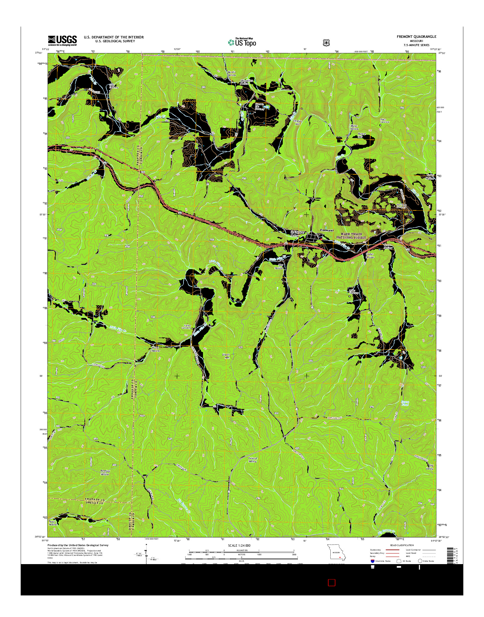 USGS US TOPO 7.5-MINUTE MAP FOR FREMONT, MO 2015