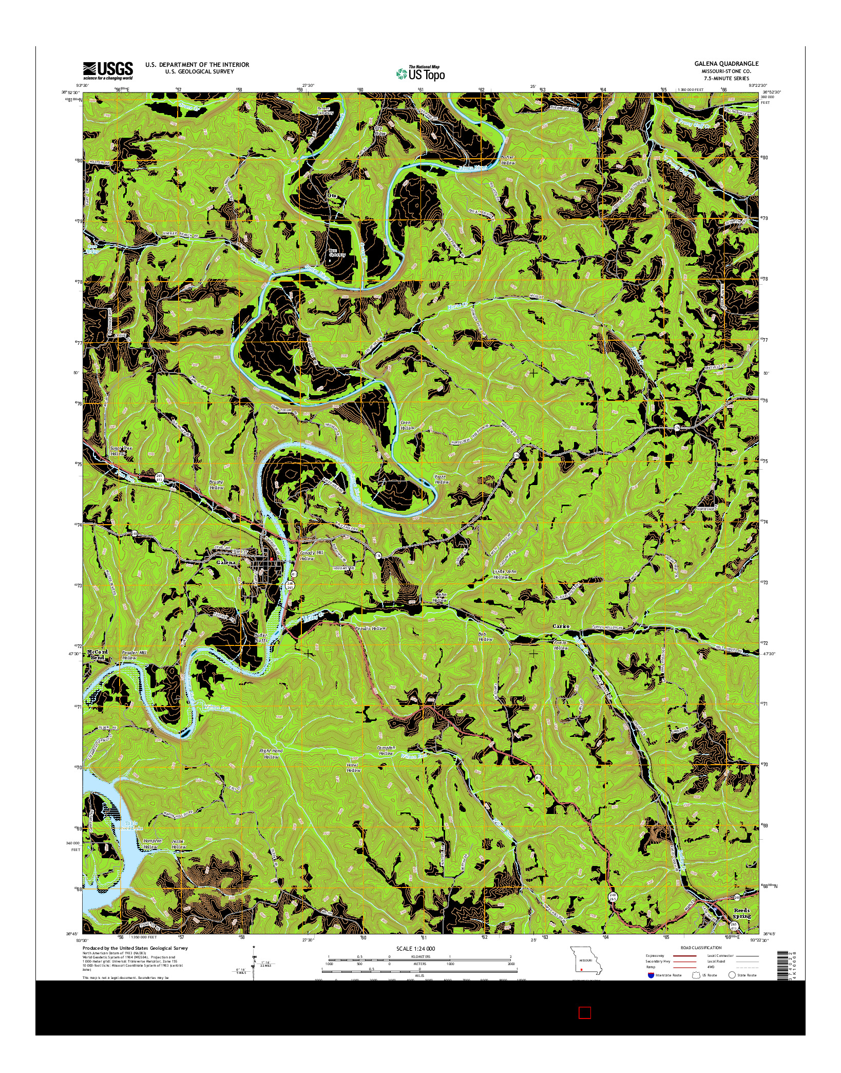 USGS US TOPO 7.5-MINUTE MAP FOR GALENA, MO 2015