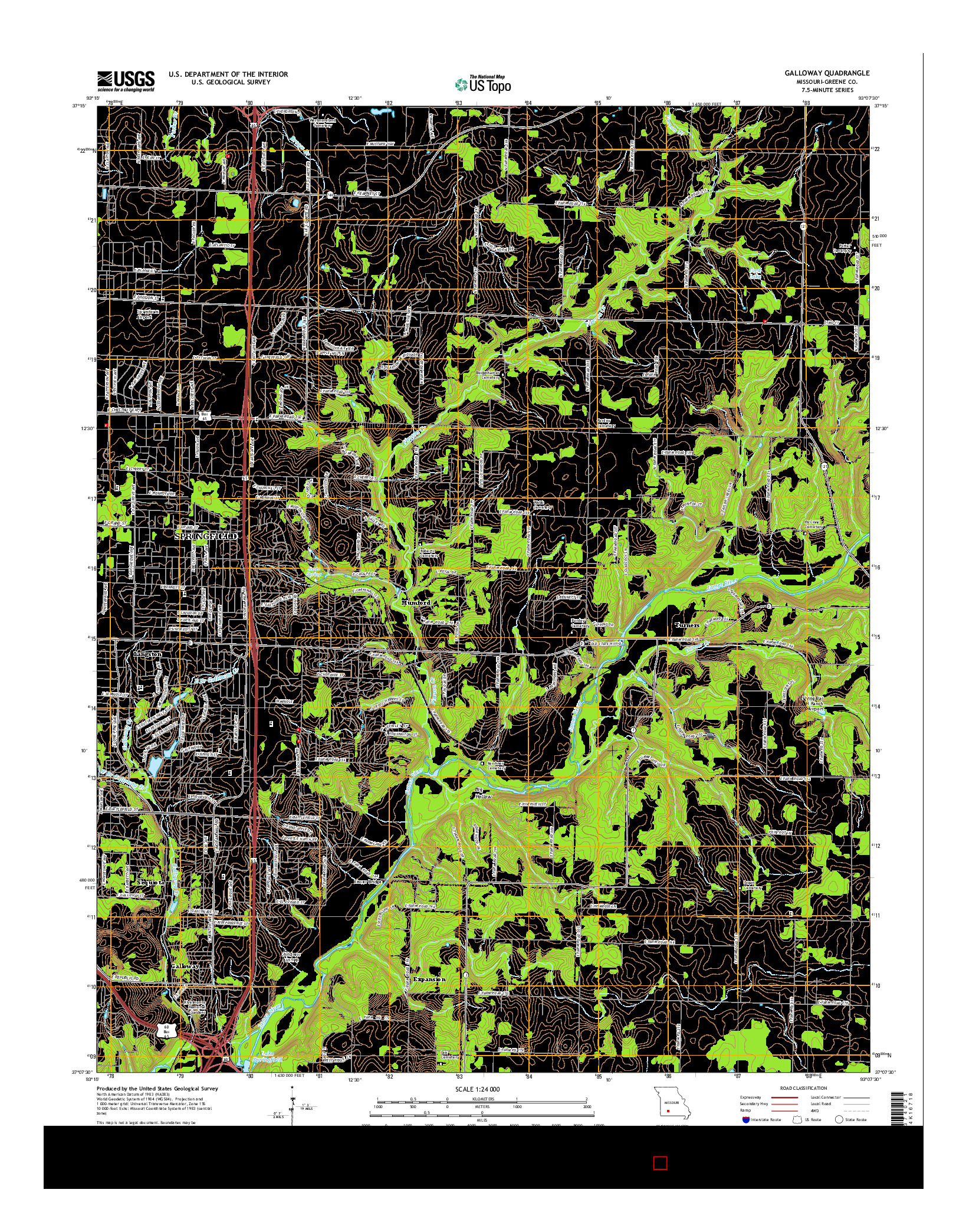 USGS US TOPO 7.5-MINUTE MAP FOR GALLOWAY, MO 2015