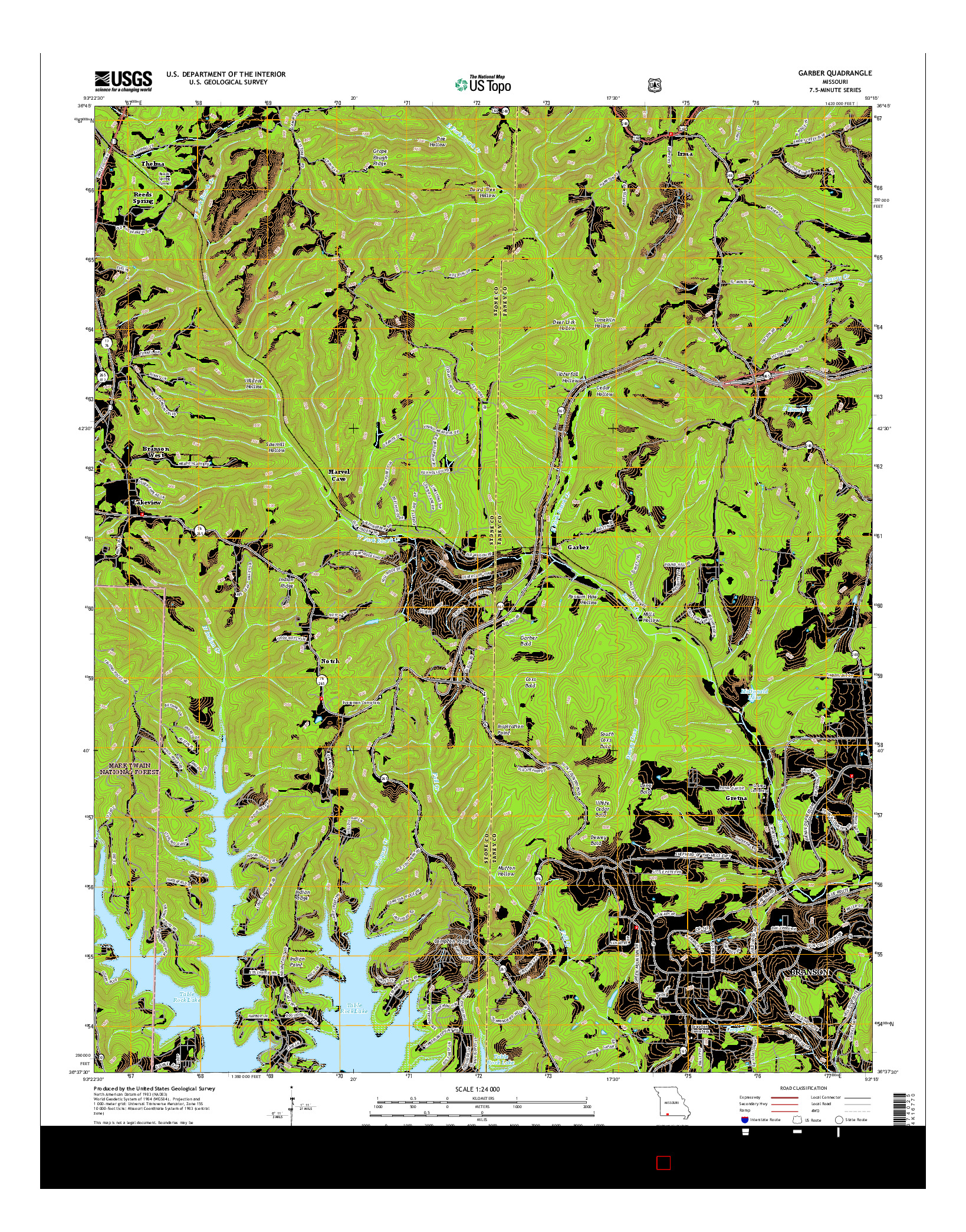 USGS US TOPO 7.5-MINUTE MAP FOR GARBER, MO 2015