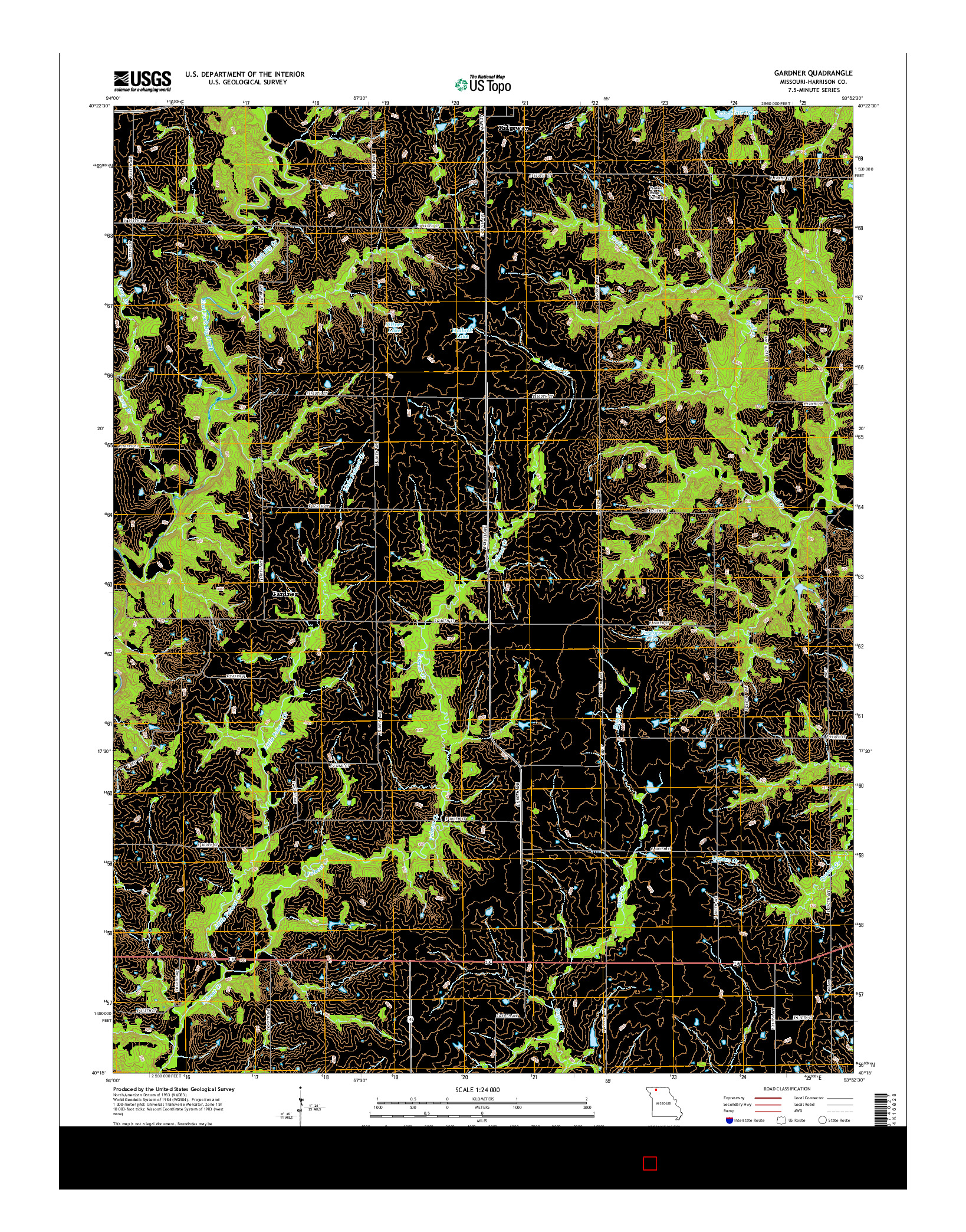 USGS US TOPO 7.5-MINUTE MAP FOR GARDNER, MO 2015