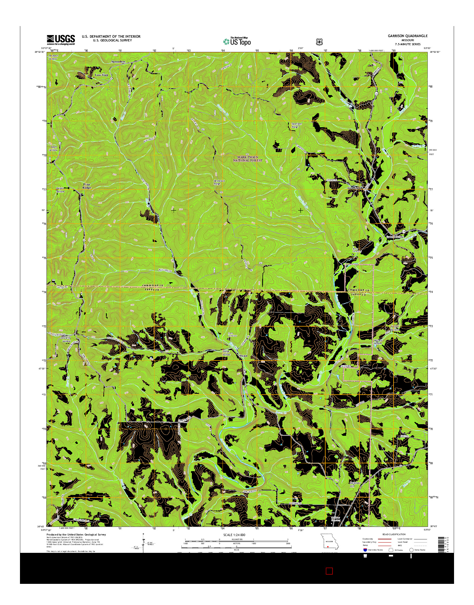 USGS US TOPO 7.5-MINUTE MAP FOR GARRISON, MO 2015