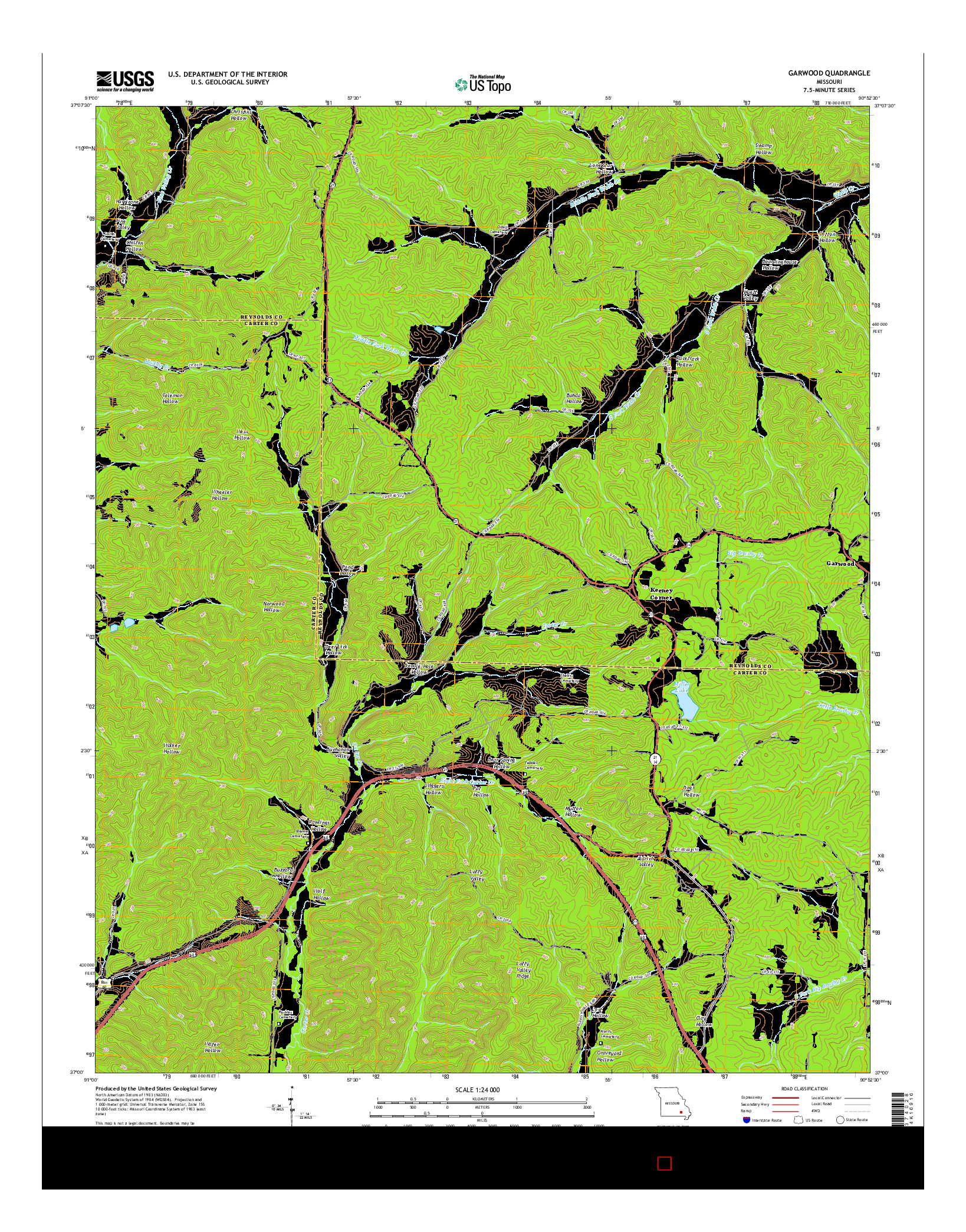 USGS US TOPO 7.5-MINUTE MAP FOR GARWOOD, MO 2015