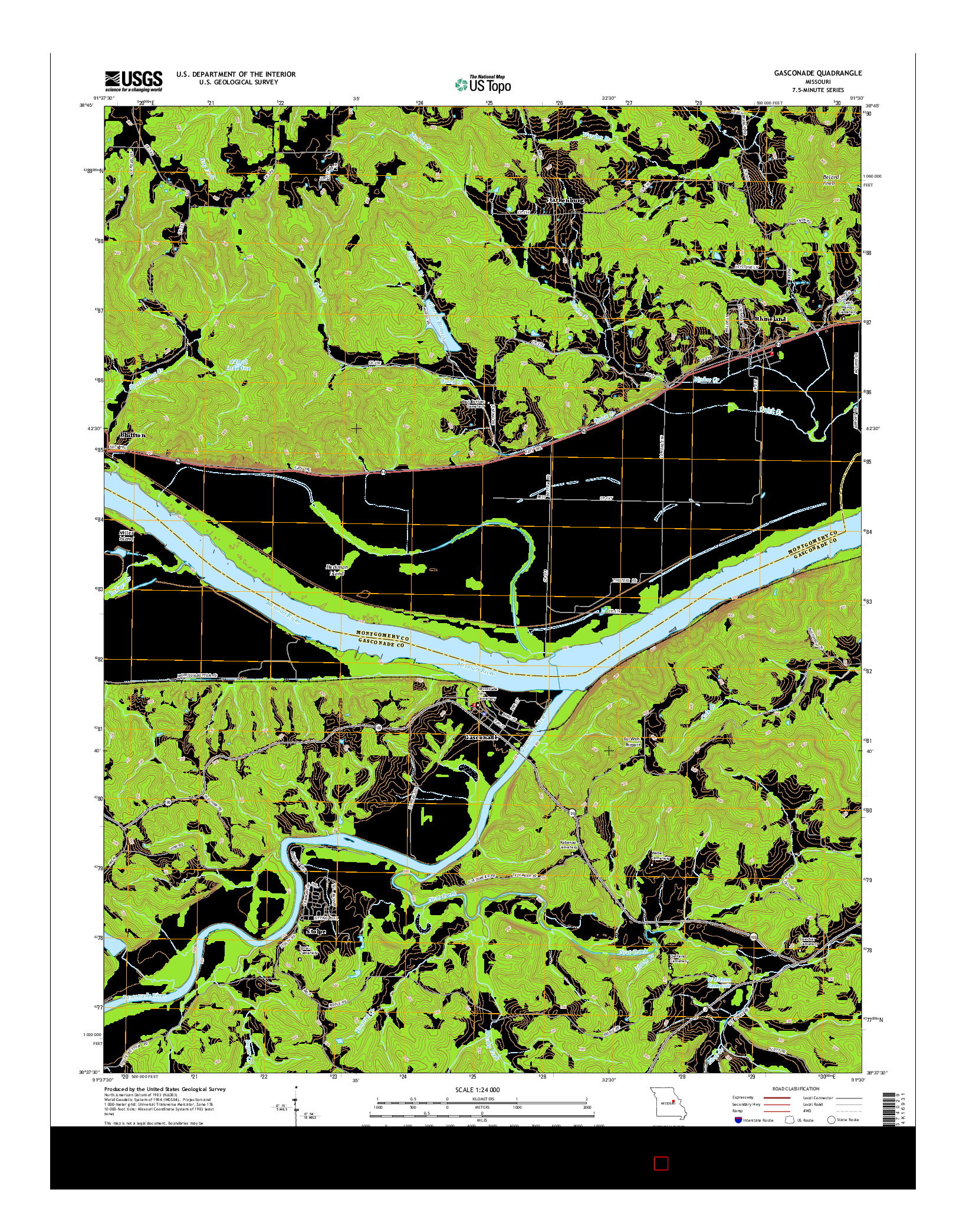 USGS US TOPO 7.5-MINUTE MAP FOR GASCONADE, MO 2015