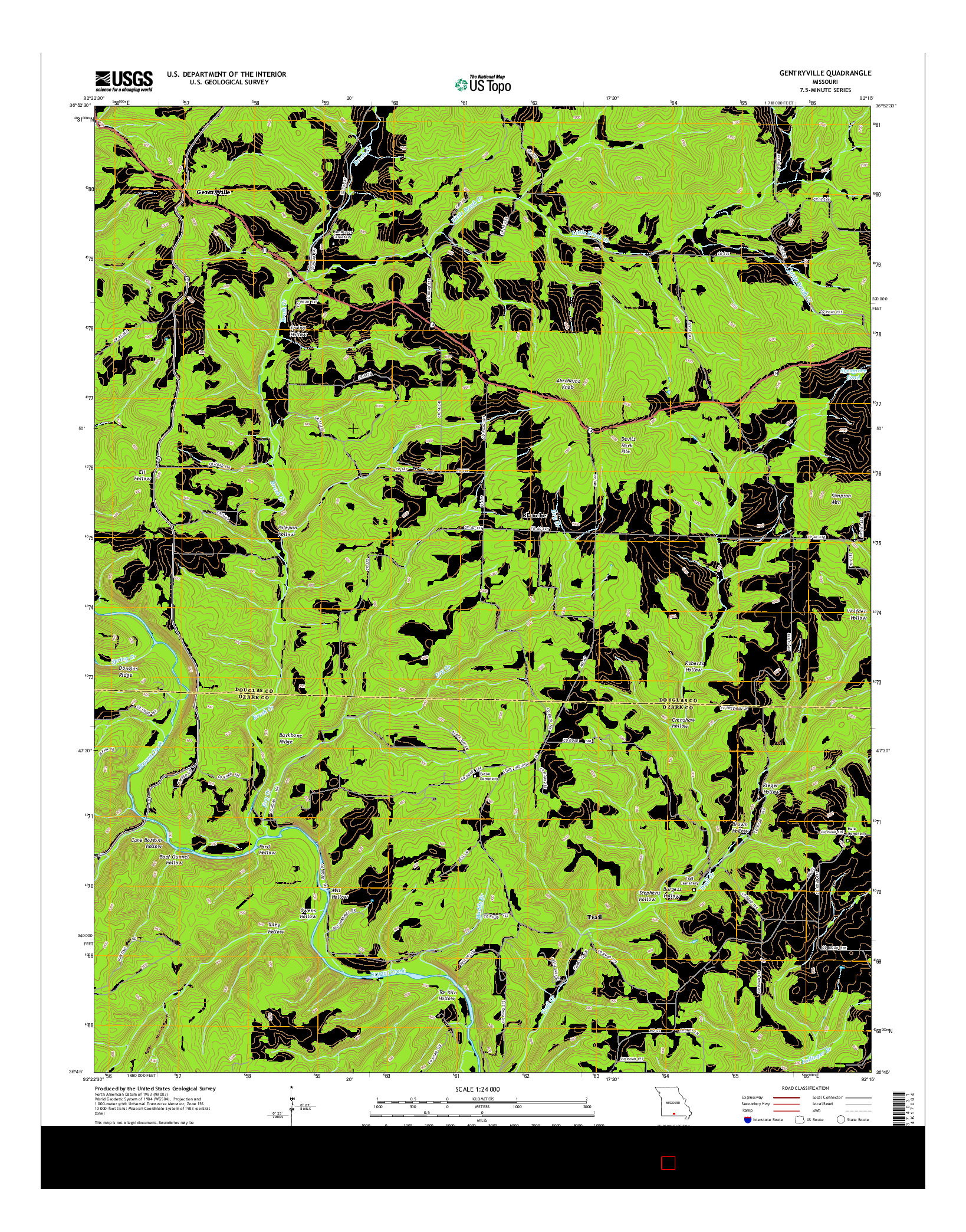 USGS US TOPO 7.5-MINUTE MAP FOR GENTRYVILLE, MO 2015