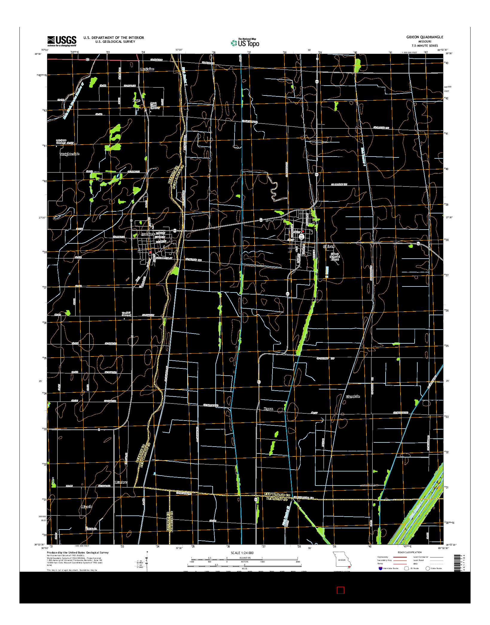 USGS US TOPO 7.5-MINUTE MAP FOR GIDEON, MO 2015