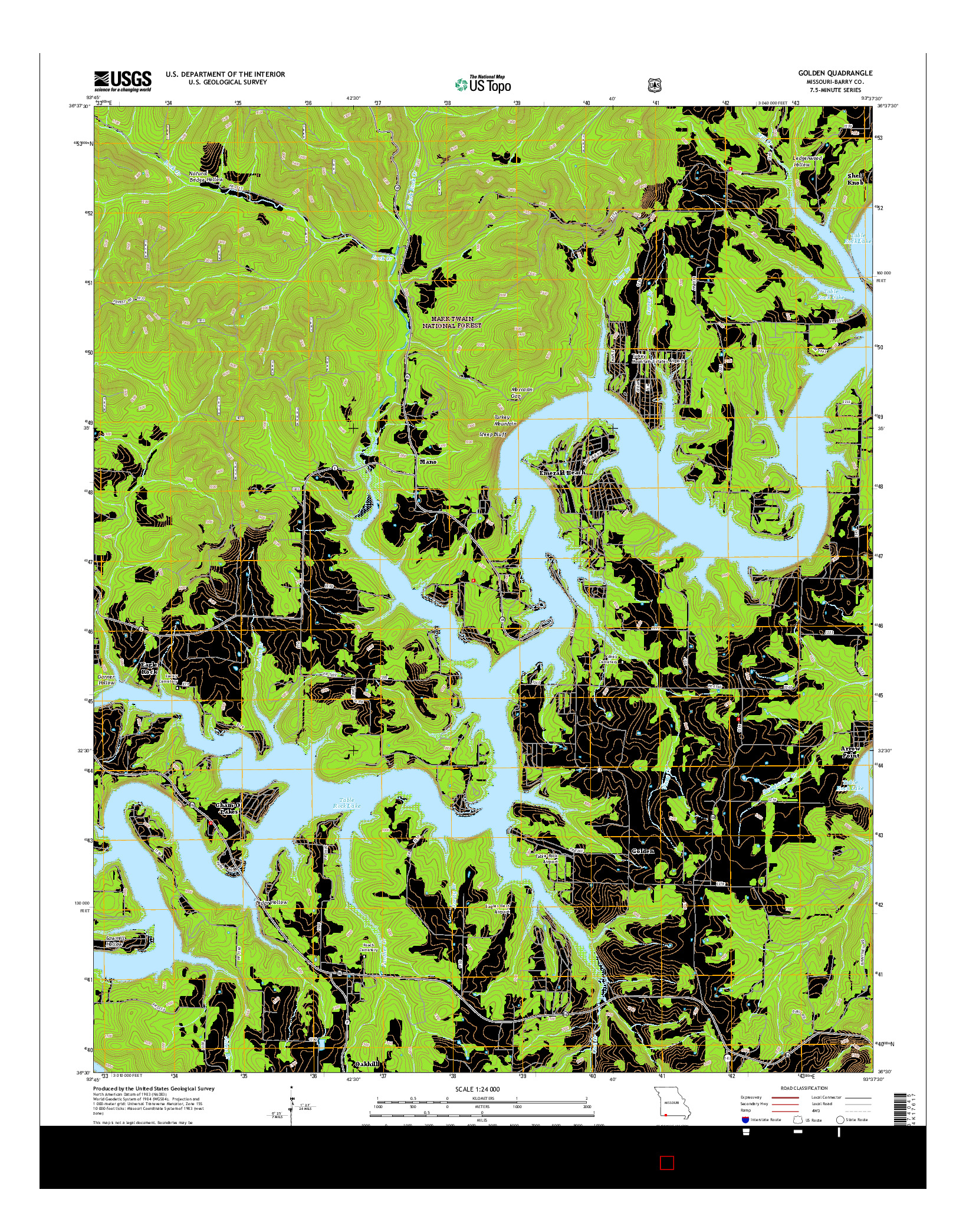 USGS US TOPO 7.5-MINUTE MAP FOR GOLDEN, MO 2015