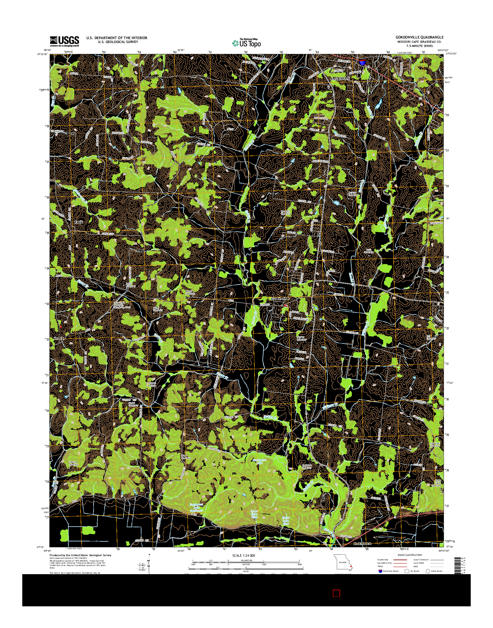 USGS US TOPO 7.5-MINUTE MAP FOR GORDONVILLE, MO 2015