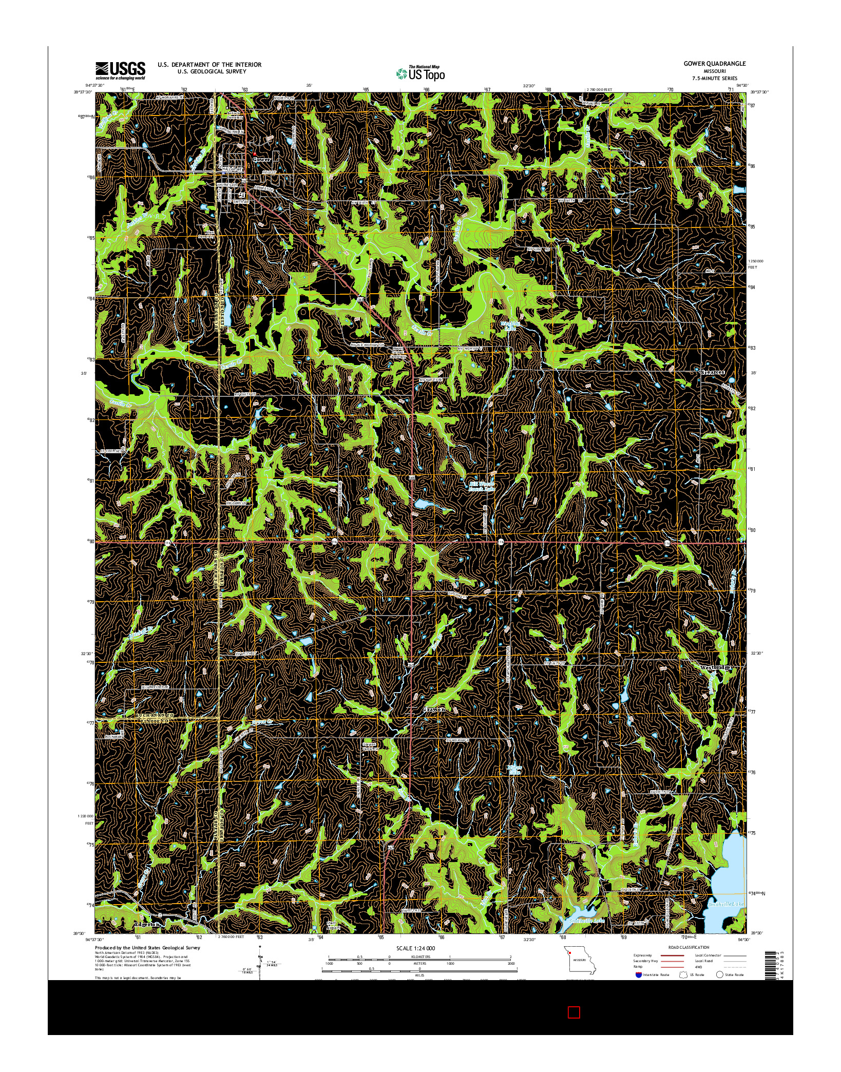 USGS US TOPO 7.5-MINUTE MAP FOR GOWER, MO 2015