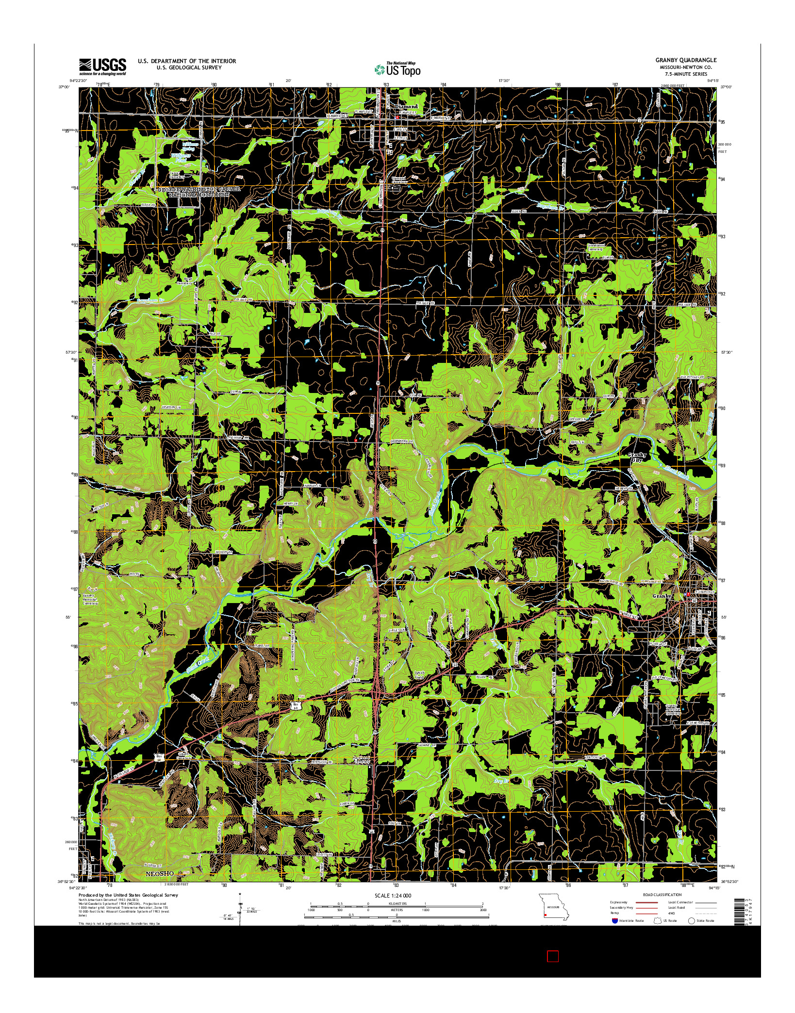USGS US TOPO 7.5-MINUTE MAP FOR GRANBY, MO 2015