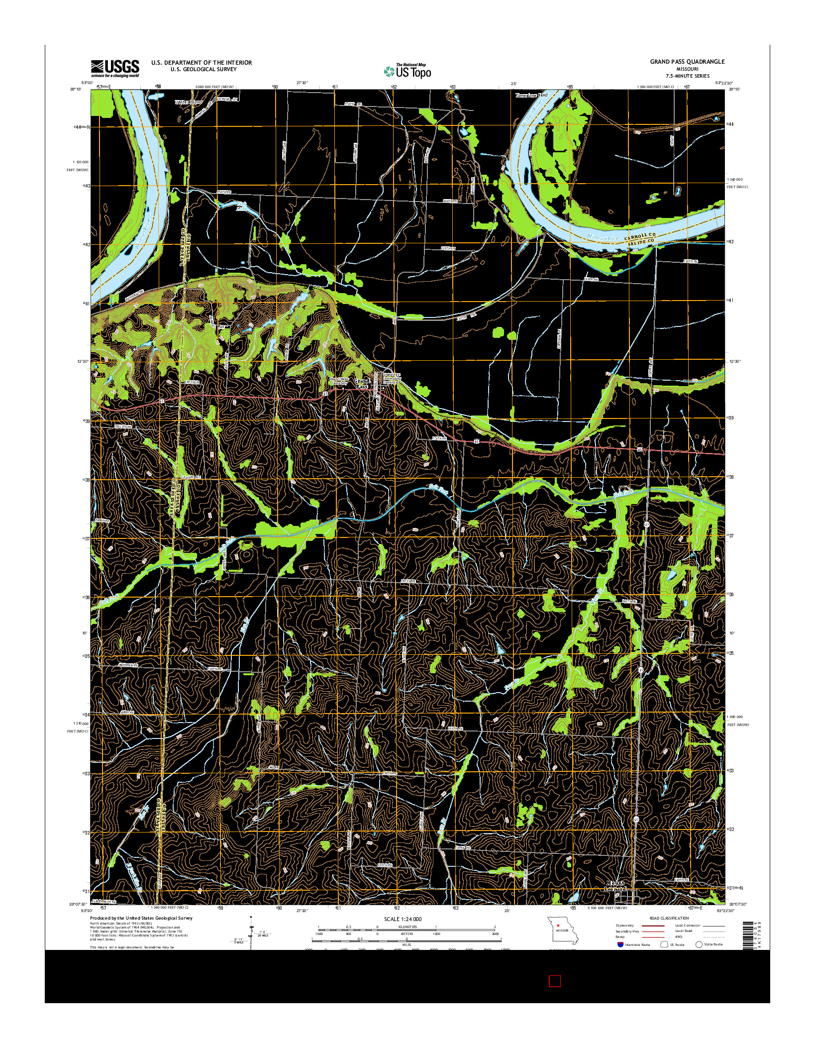USGS US TOPO 7.5-MINUTE MAP FOR GRAND PASS, MO 2015
