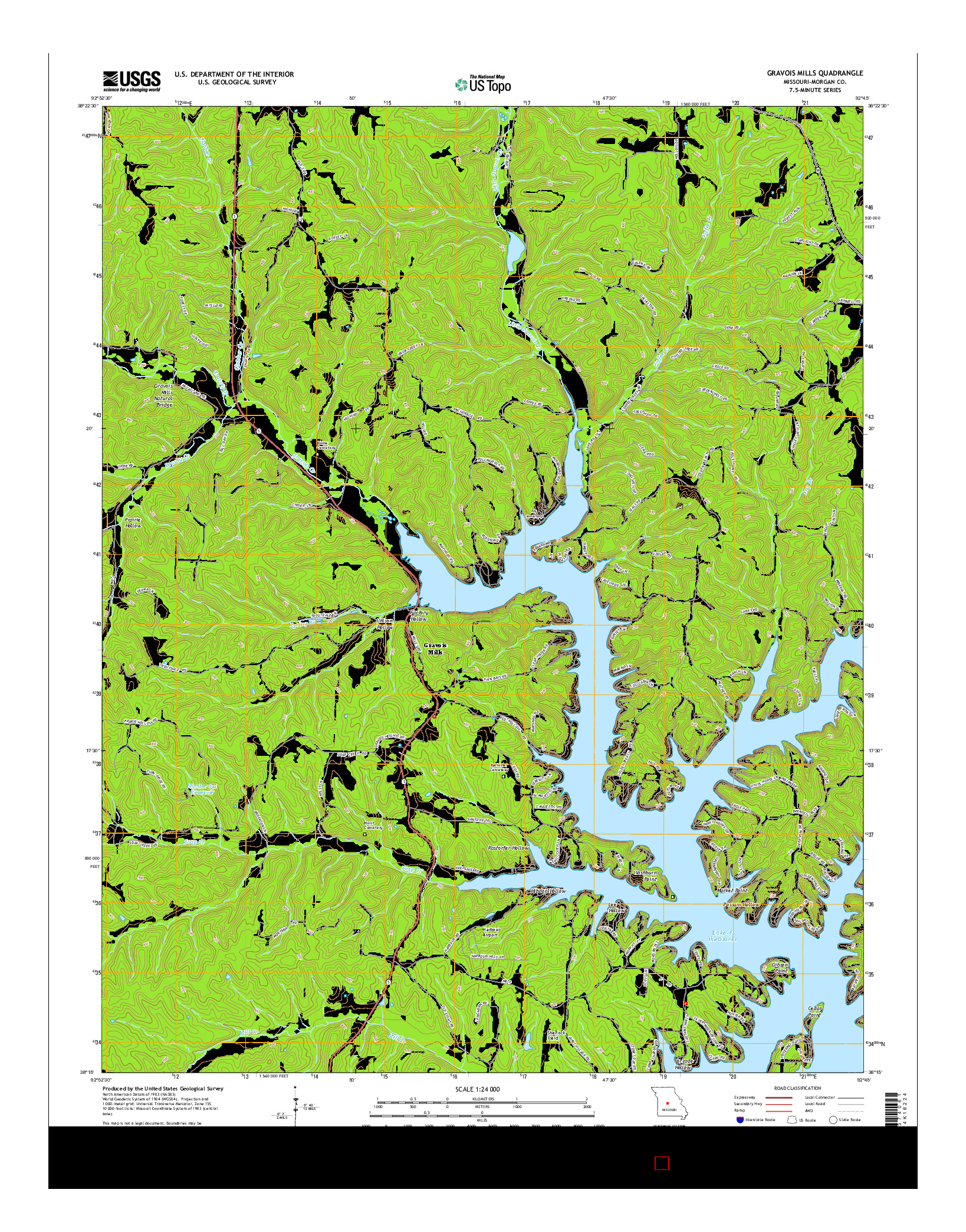 USGS US TOPO 7.5-MINUTE MAP FOR GRAVOIS MILLS, MO 2015