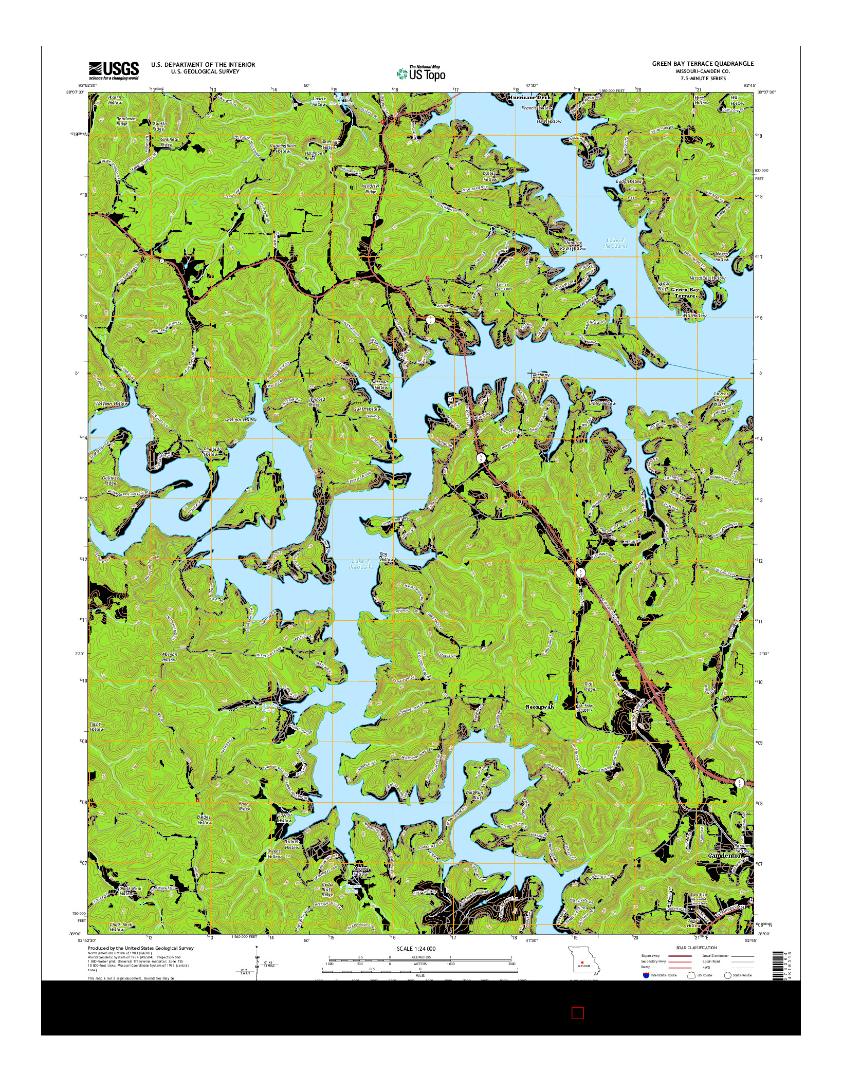 USGS US TOPO 7.5-MINUTE MAP FOR GREEN BAY TERRACE, MO 2015